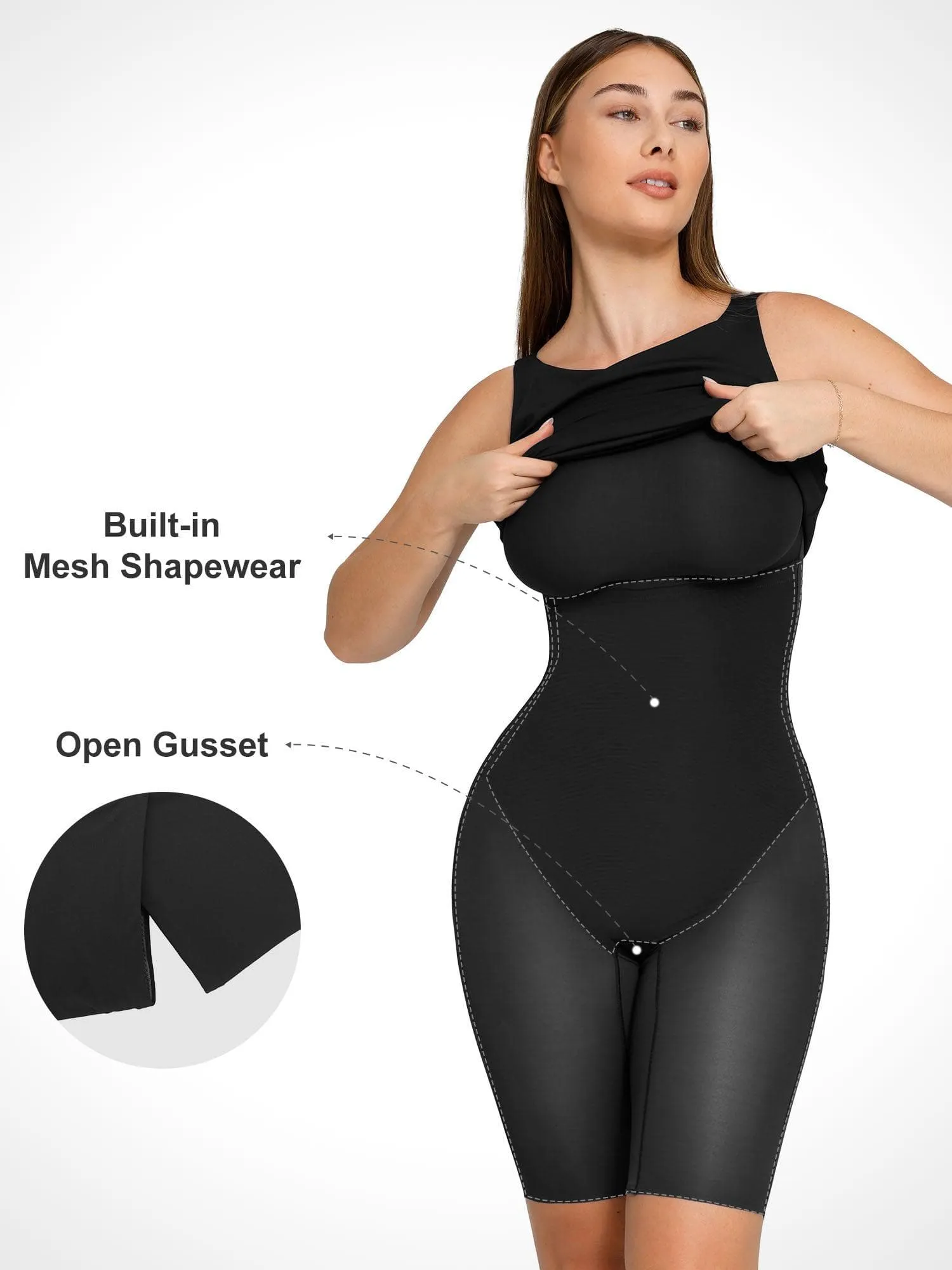 Popilush Shapewear Sleeveless Boatneck Sculpting Midi Work Dress sold by FeelinGirl product image thumbnail 2