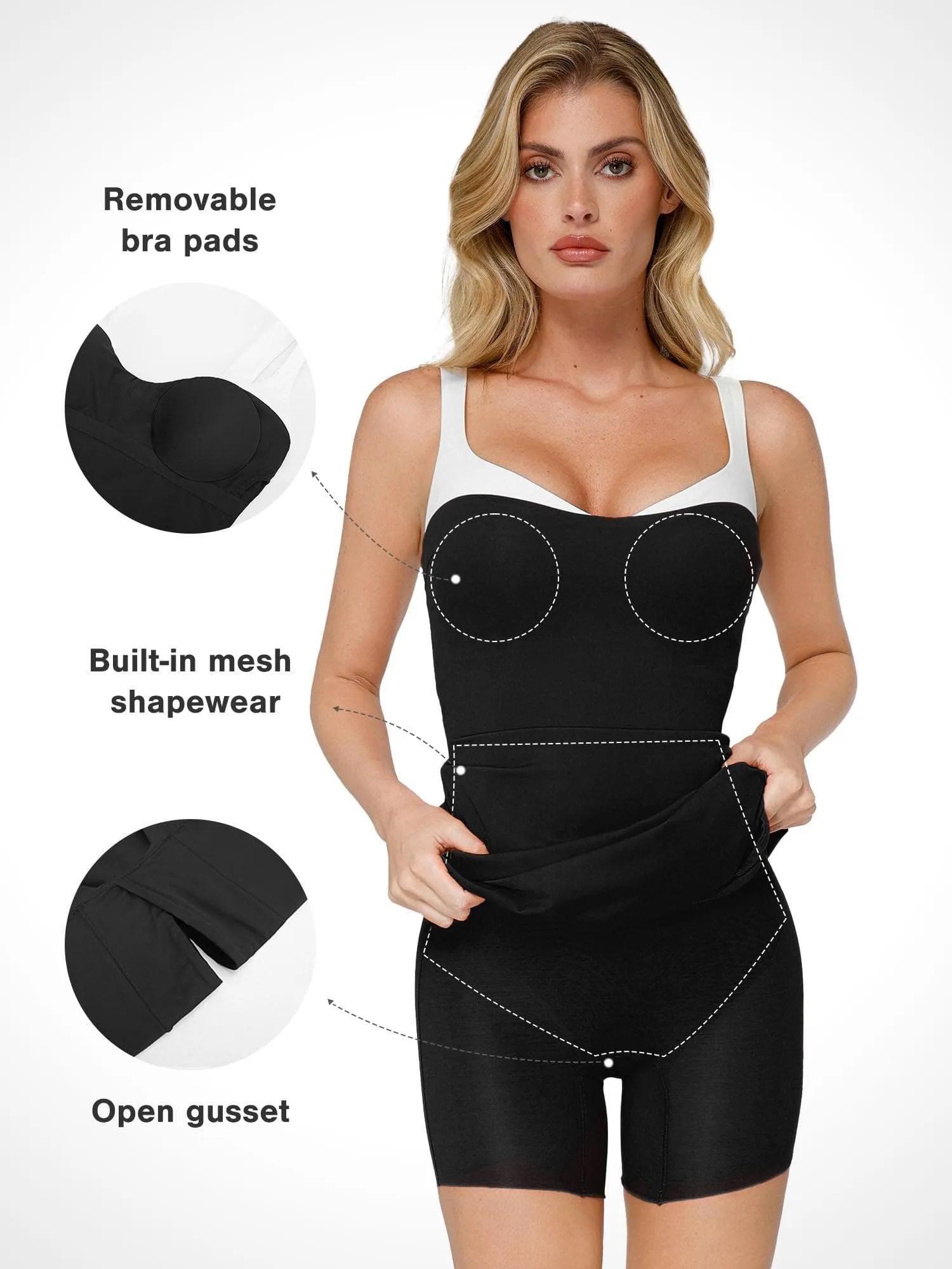 Popilush Shapewear Contrast Trim Built-In Sculpting Maxi Dress sold by FeelinGirl product image thumbnail 2