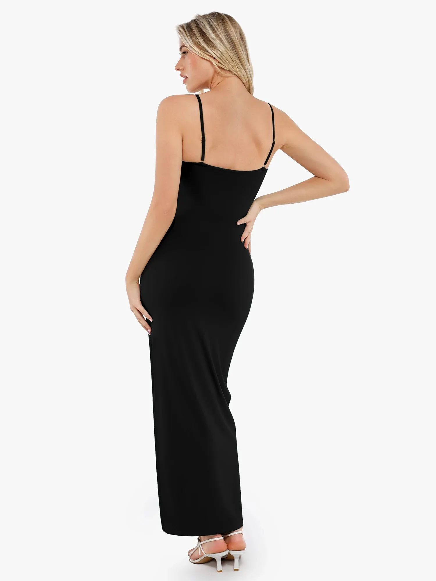 Popilush Shapewear Ruched Bias Twist Tummy Control Maxi Dress sold by FeelinGirl product image thumbnail 5