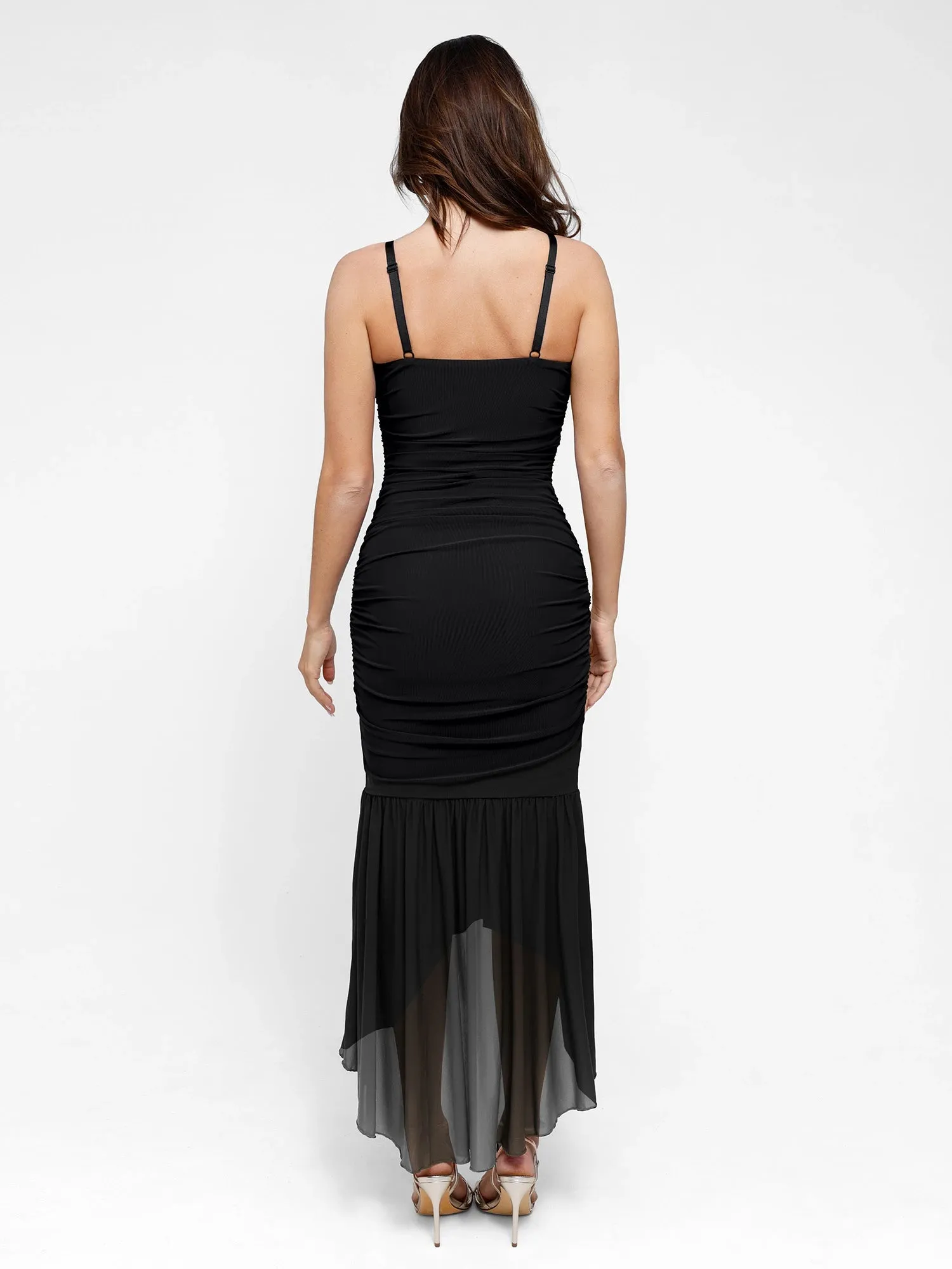 Popilush Shapewear Bluetag Cooling Ruched Mesh Bodycon Maxi Dress sold by FeelinGirl product image thumbnail 4