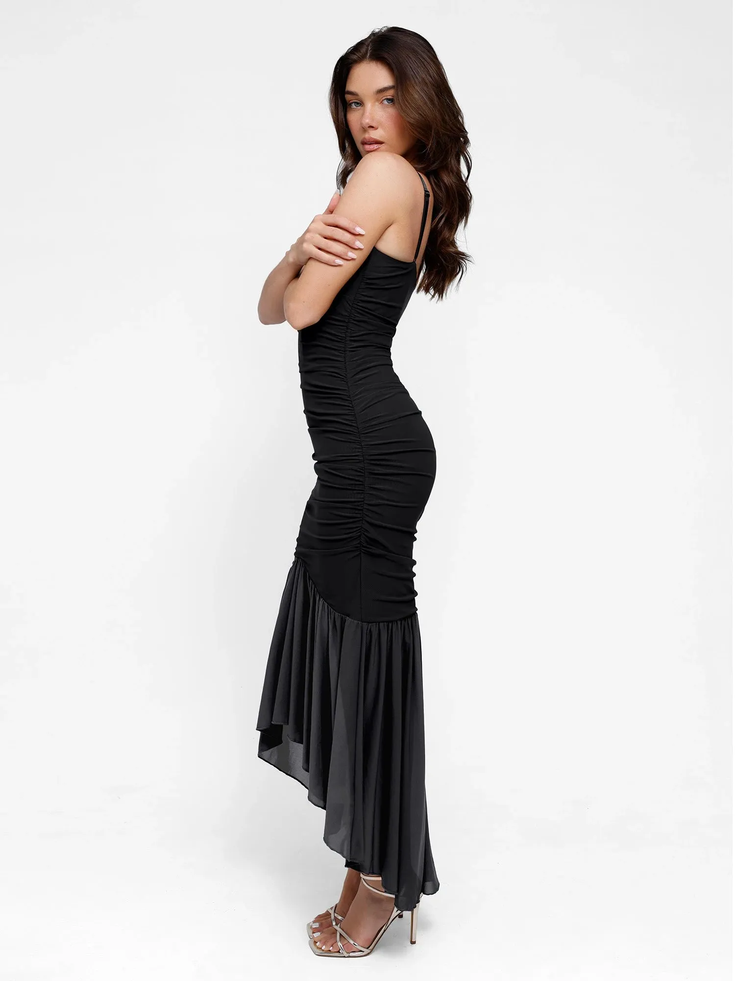 Popilush Shapewear Bluetag Cooling Ruched Mesh Bodycon Maxi Dress sold by FeelinGirl product image thumbnail 2