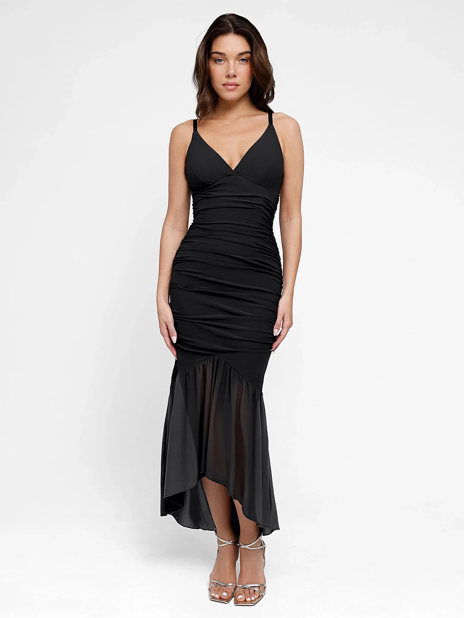 Popilush Shapewear Bluetag Cooling Ruched Mesh Bodycon Maxi Dress sold by FeelinGirl