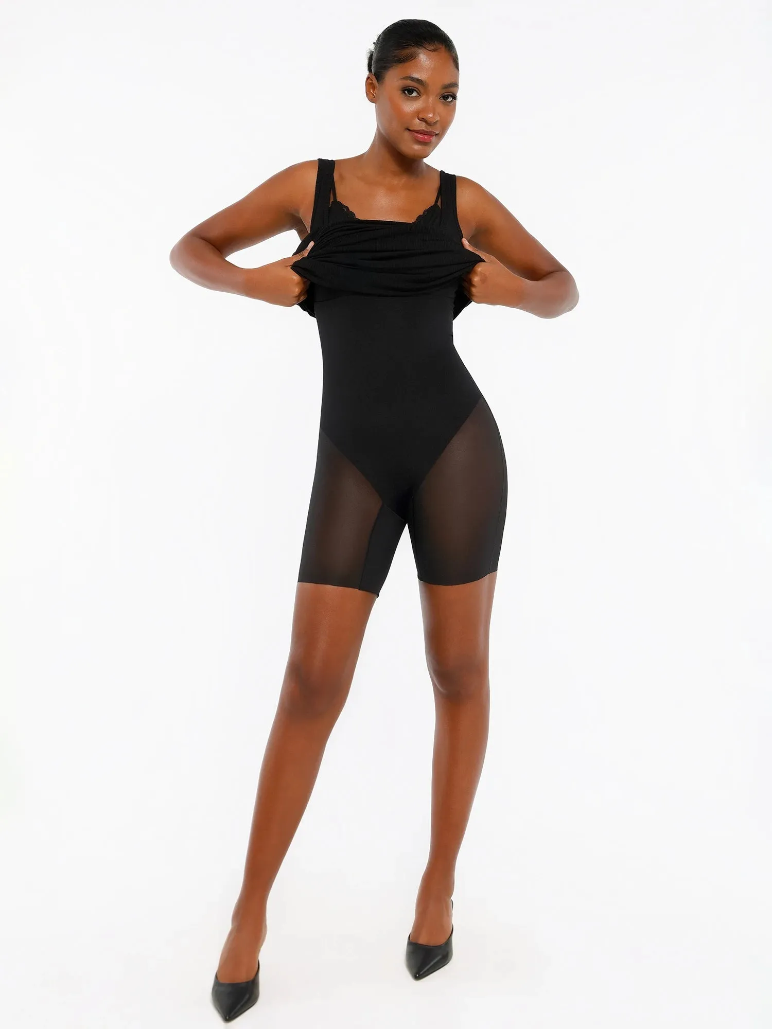 Popilush Shapewear Modal Sculpting Inner Lace Cami Mini Dress sold by FeelinGirl product image thumbnail 5