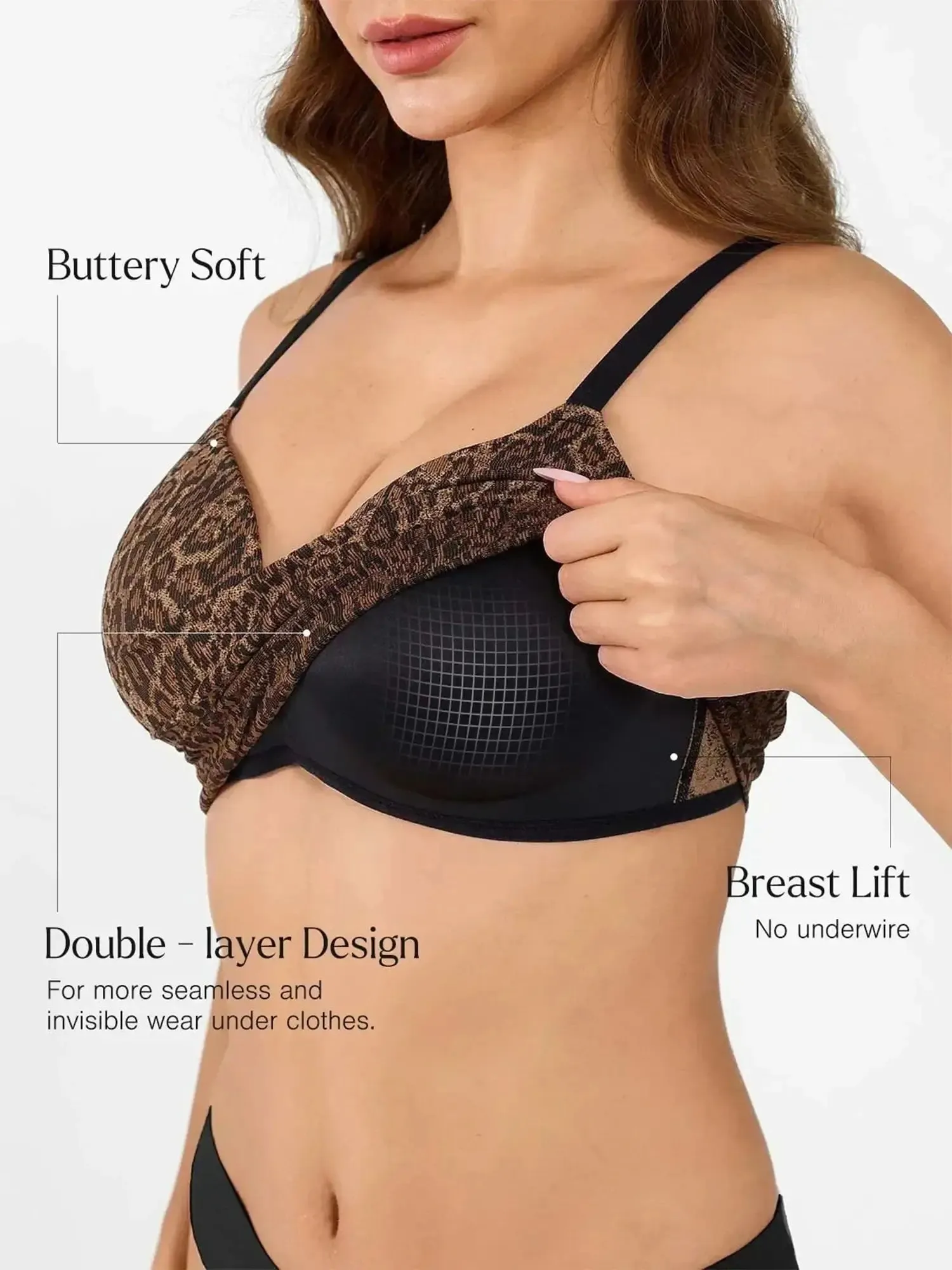 Popilush Seamless Wireless Leopard Shaping Push Up Bra sold by FeelinGirl product image thumbnail 2