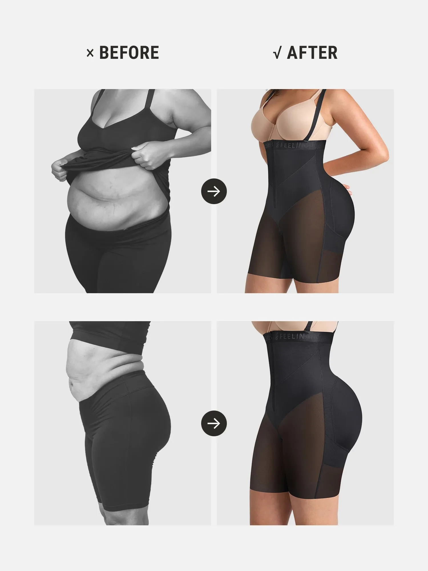Feelingirl Wide V-neck Belt High-Waist Shaping Shorts sold by FeelinGirl product image thumbnail 4