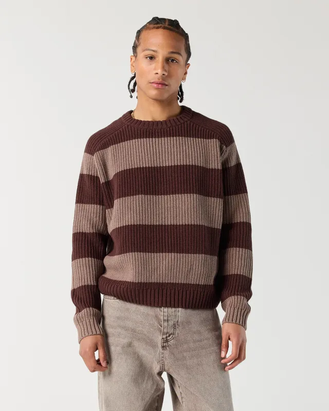 Stripe Fisherman Sweater - Walnut/Mocha sold by Ronning