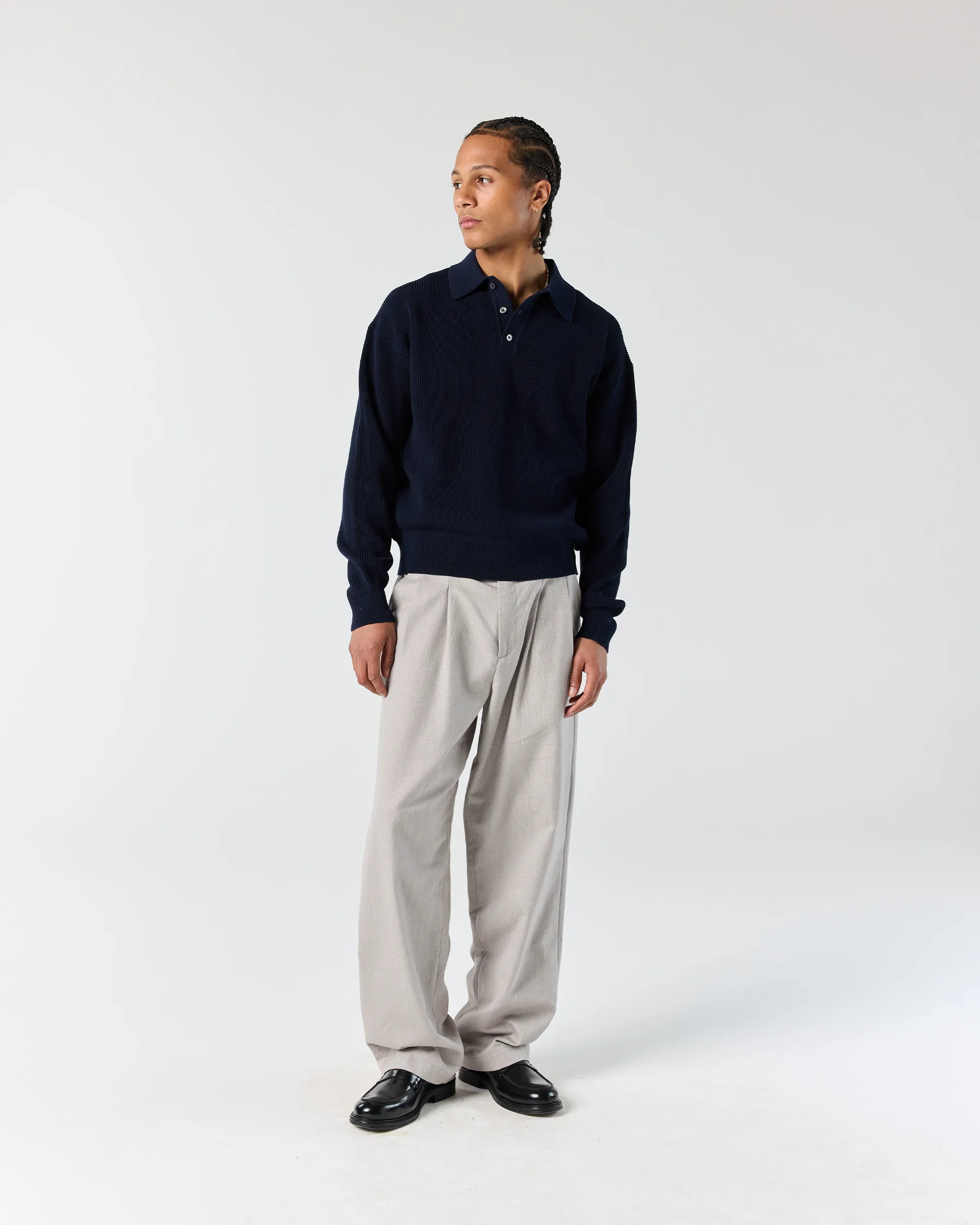 Knit Polo Sweater - Navy sold by Ronning product image thumbnail 3