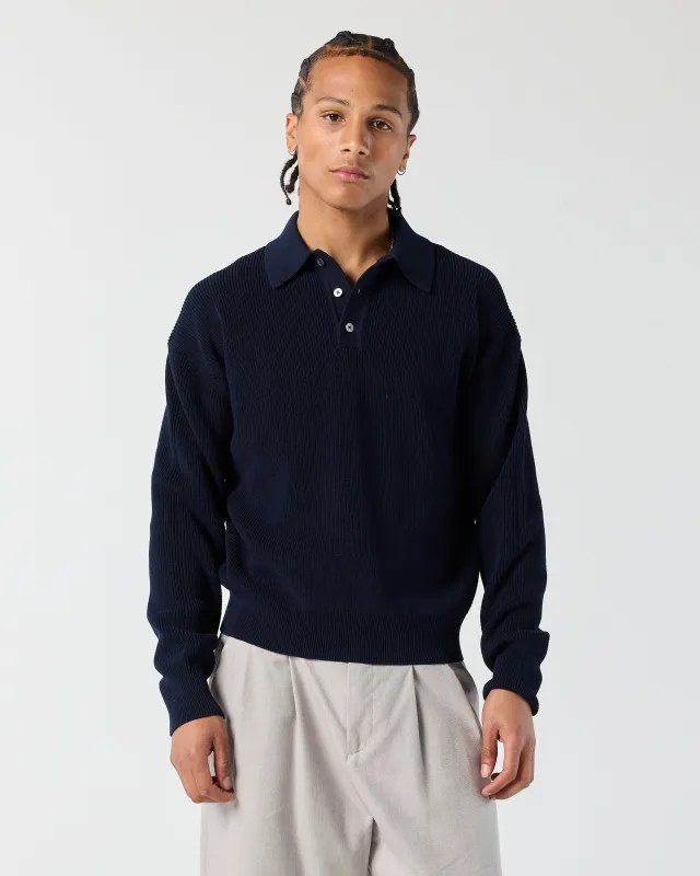 Knit Polo Sweater - Navy made by Ronning