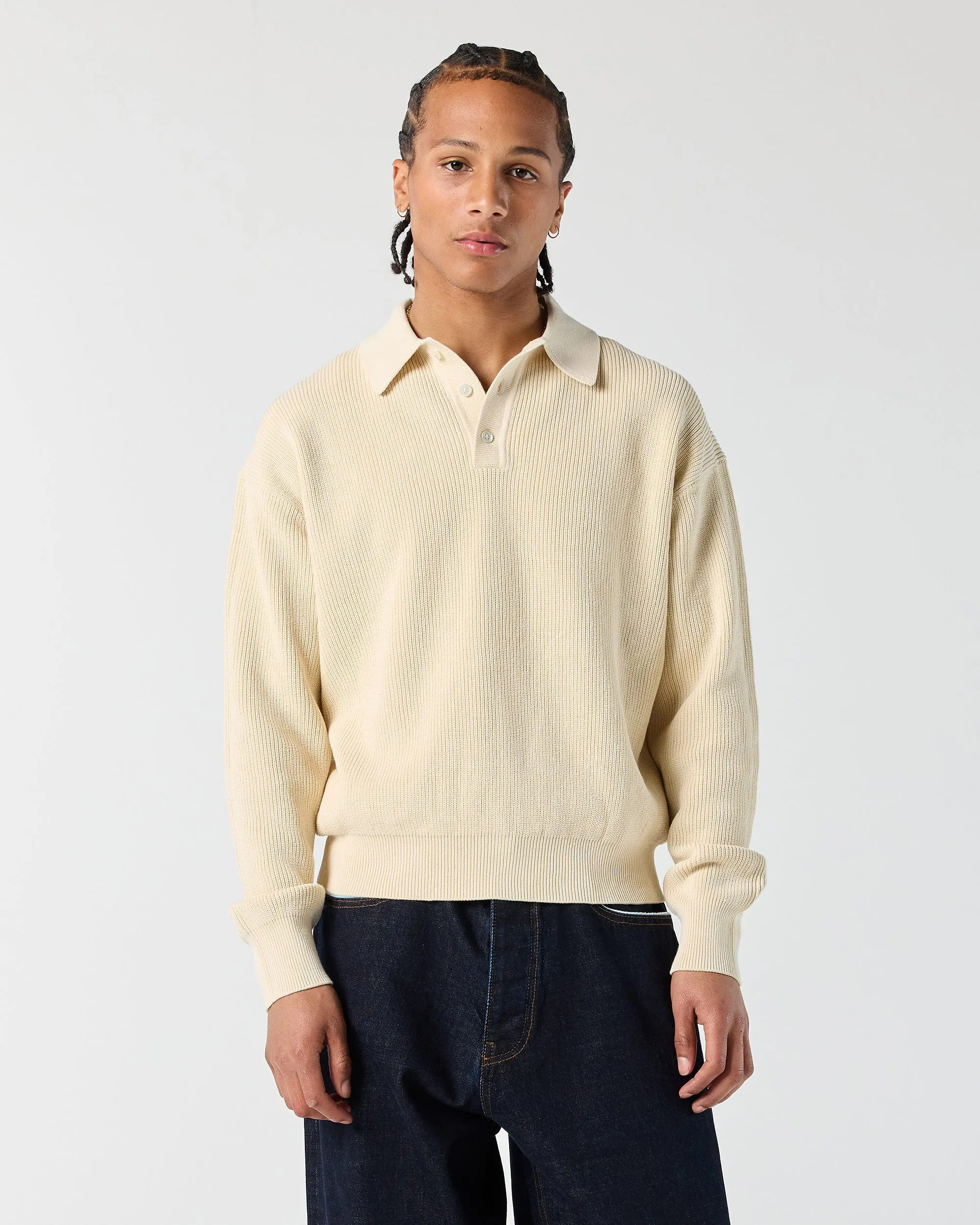 Knit Polo Sweater - Stone sold by Ronning