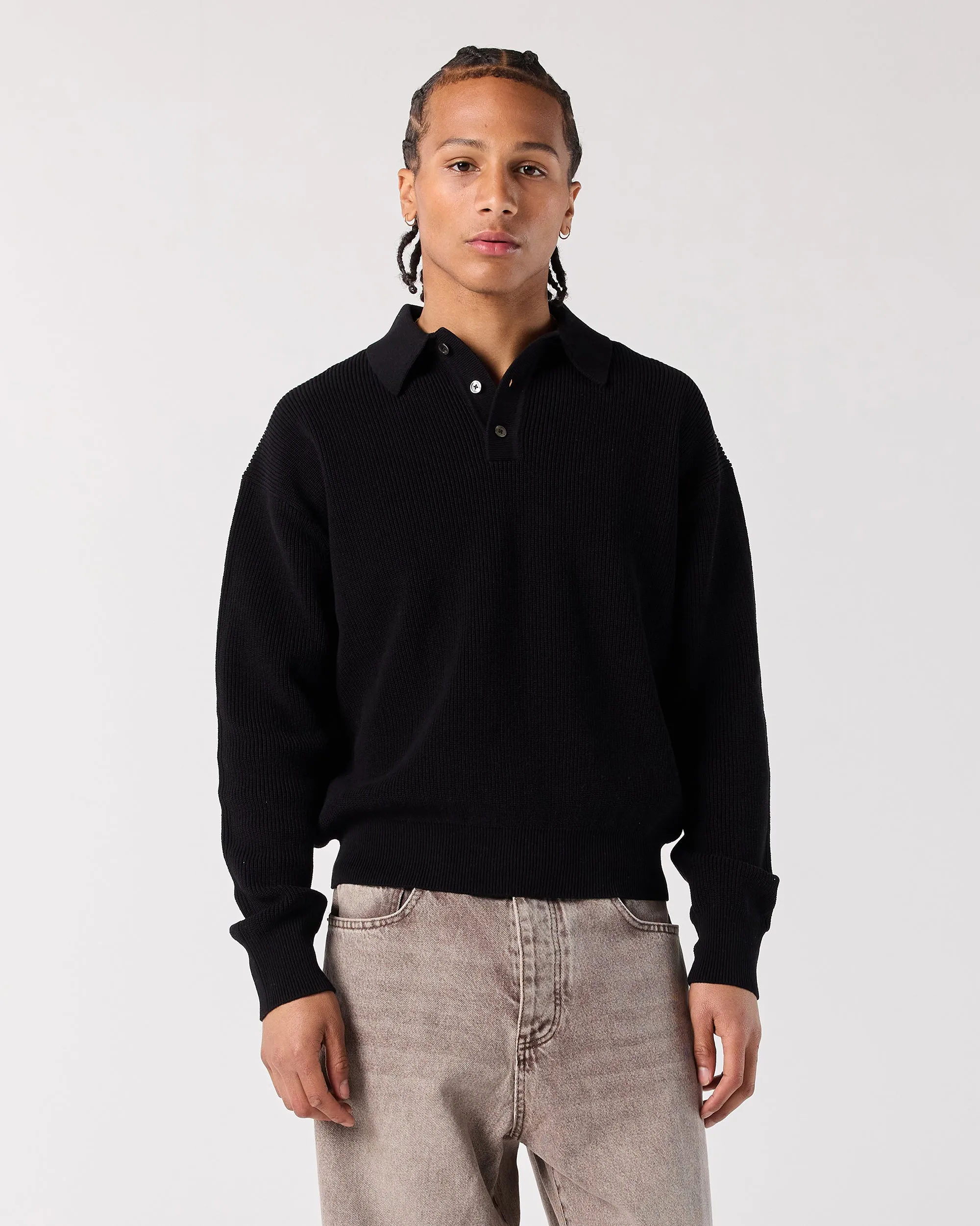 Knit Polo Sweater - Black sold by Ronning