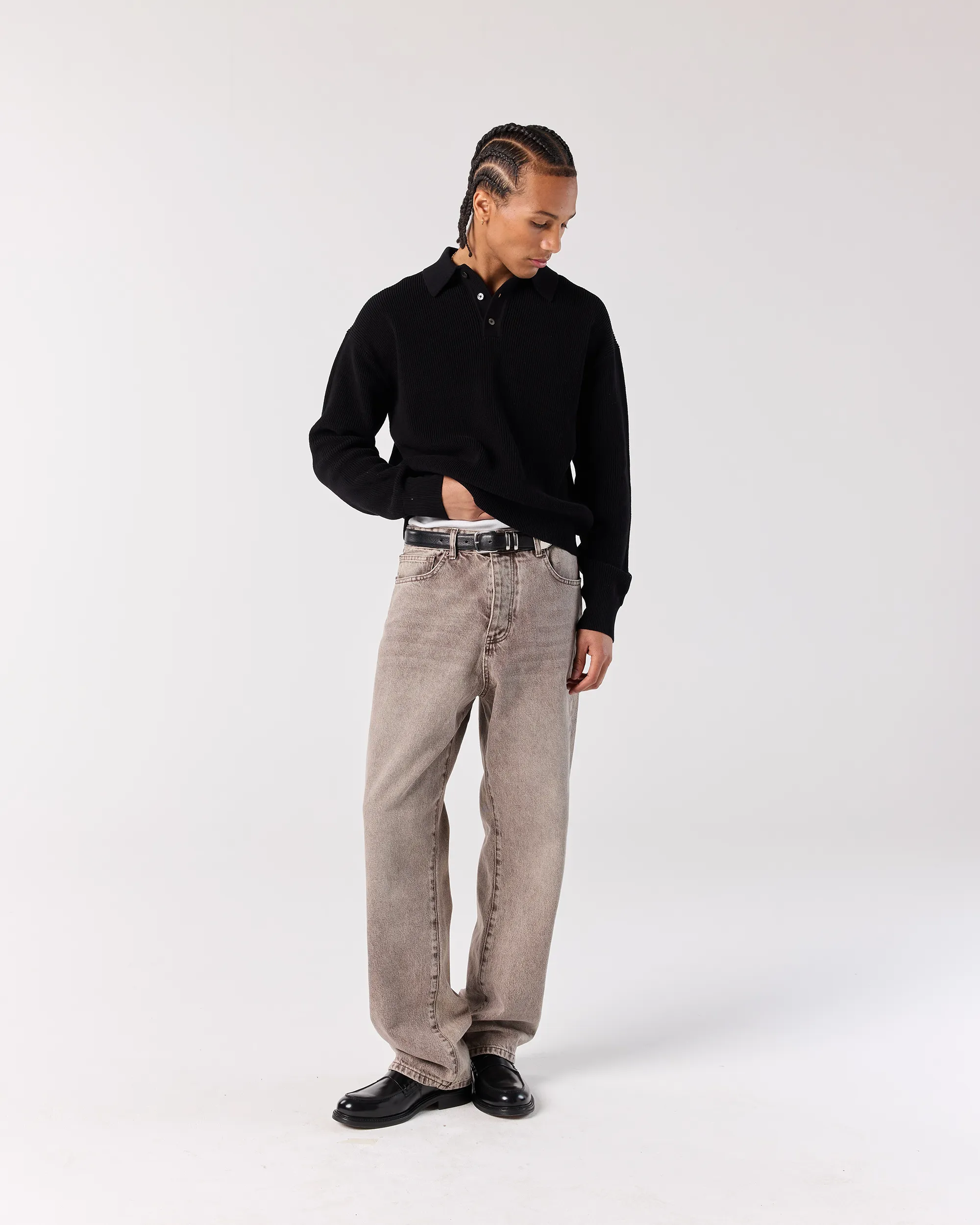 Knit Polo Sweater - Black sold by Ronning product image thumbnail 3