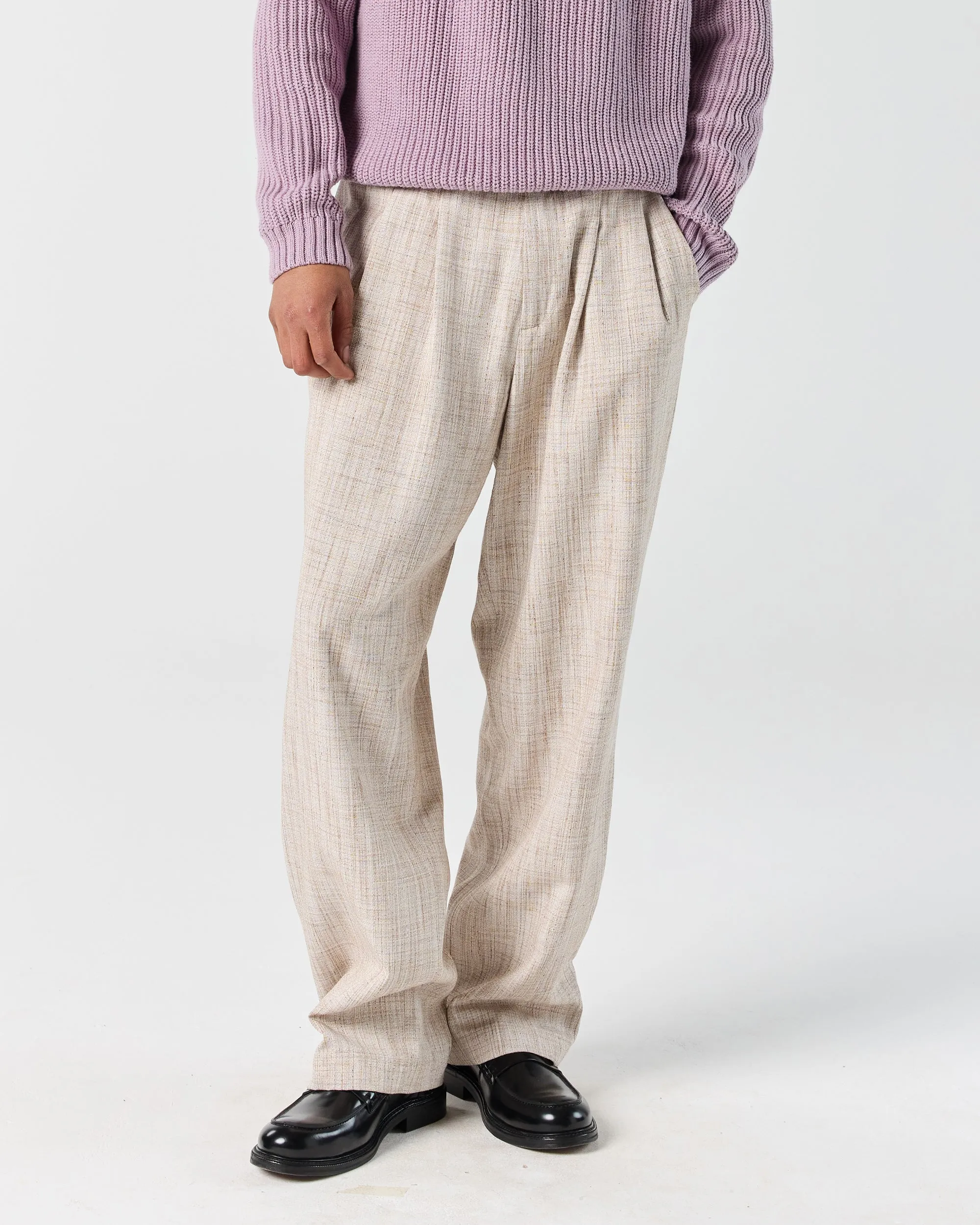 Pleated Pant - Sand Melange sold by Ronning