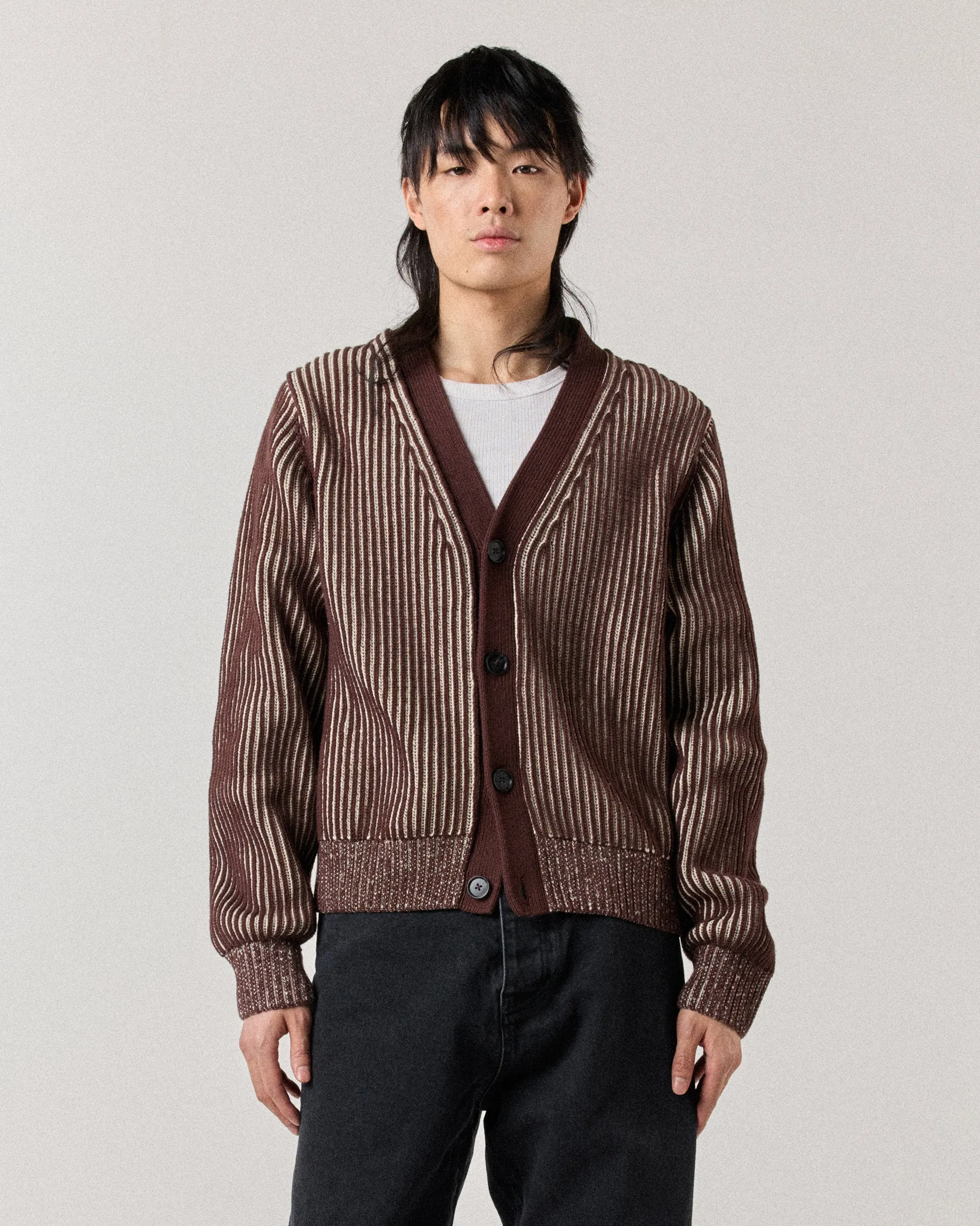 Fisherman Cardigan - Mocha/Stone sold by Ronning