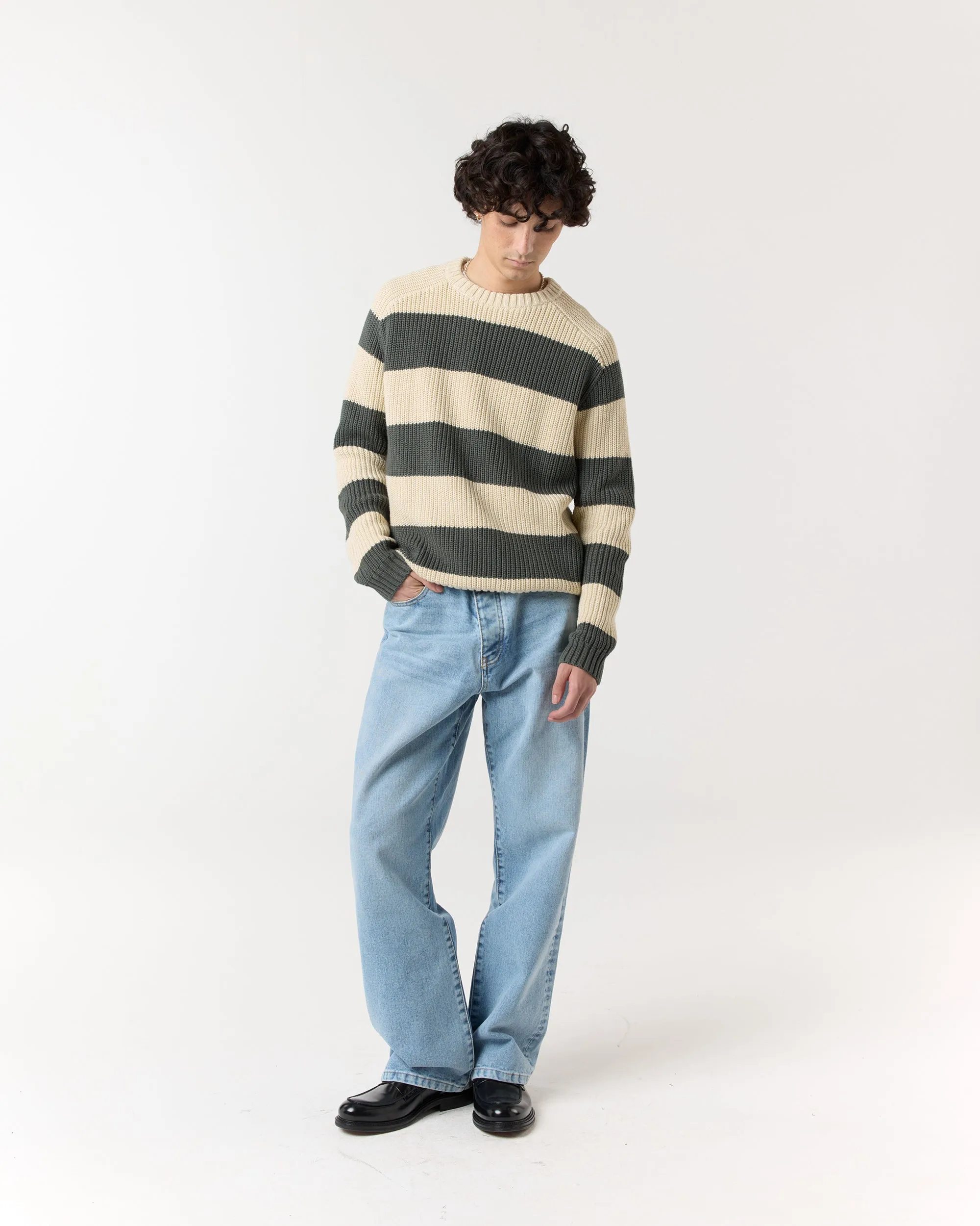 Stripe Fisherman Sweater - Sage/Stone sold by Ronning product image thumbnail 3