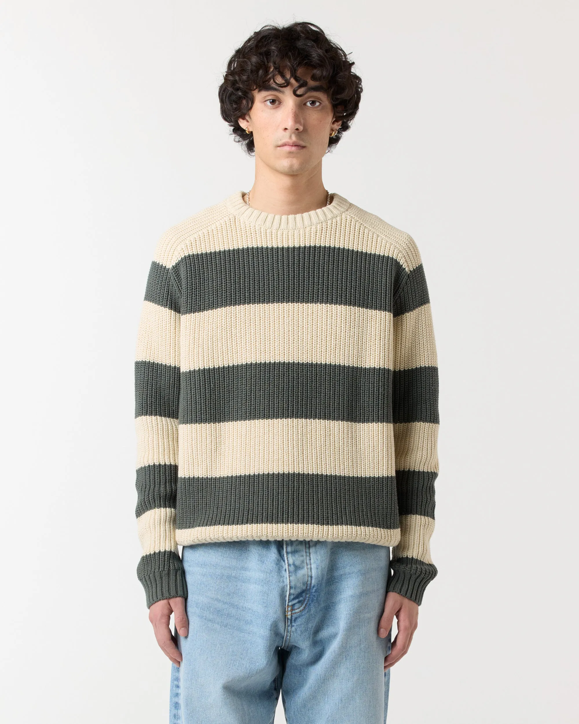Stripe Fisherman Sweater - Sage/Stone sold by Ronning