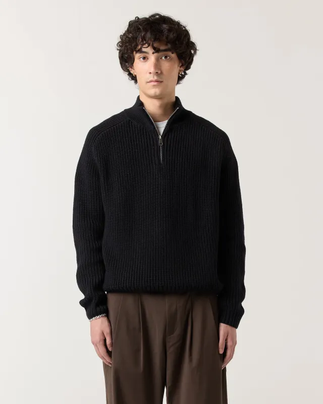 1/4 Zip Fisherman Sweater - Black made by Ronning