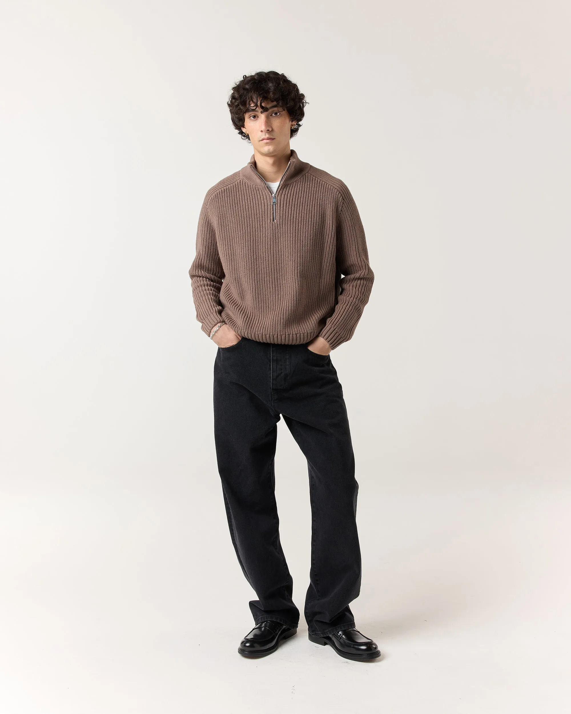 1/4 Zip Fisherman Sweater - Walnut sold by Ronning product image thumbnail 3