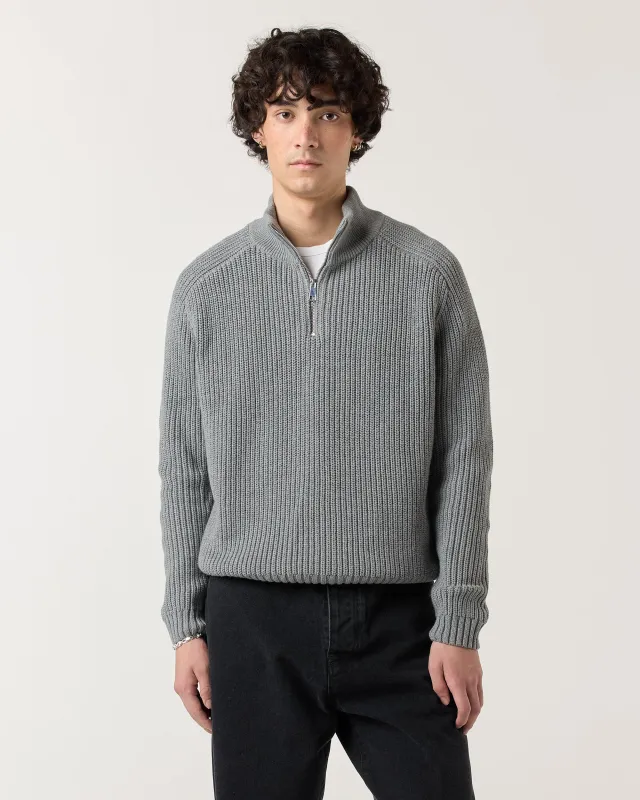 1/4 Zip Fisherman Sweater - Grey made by Ronning