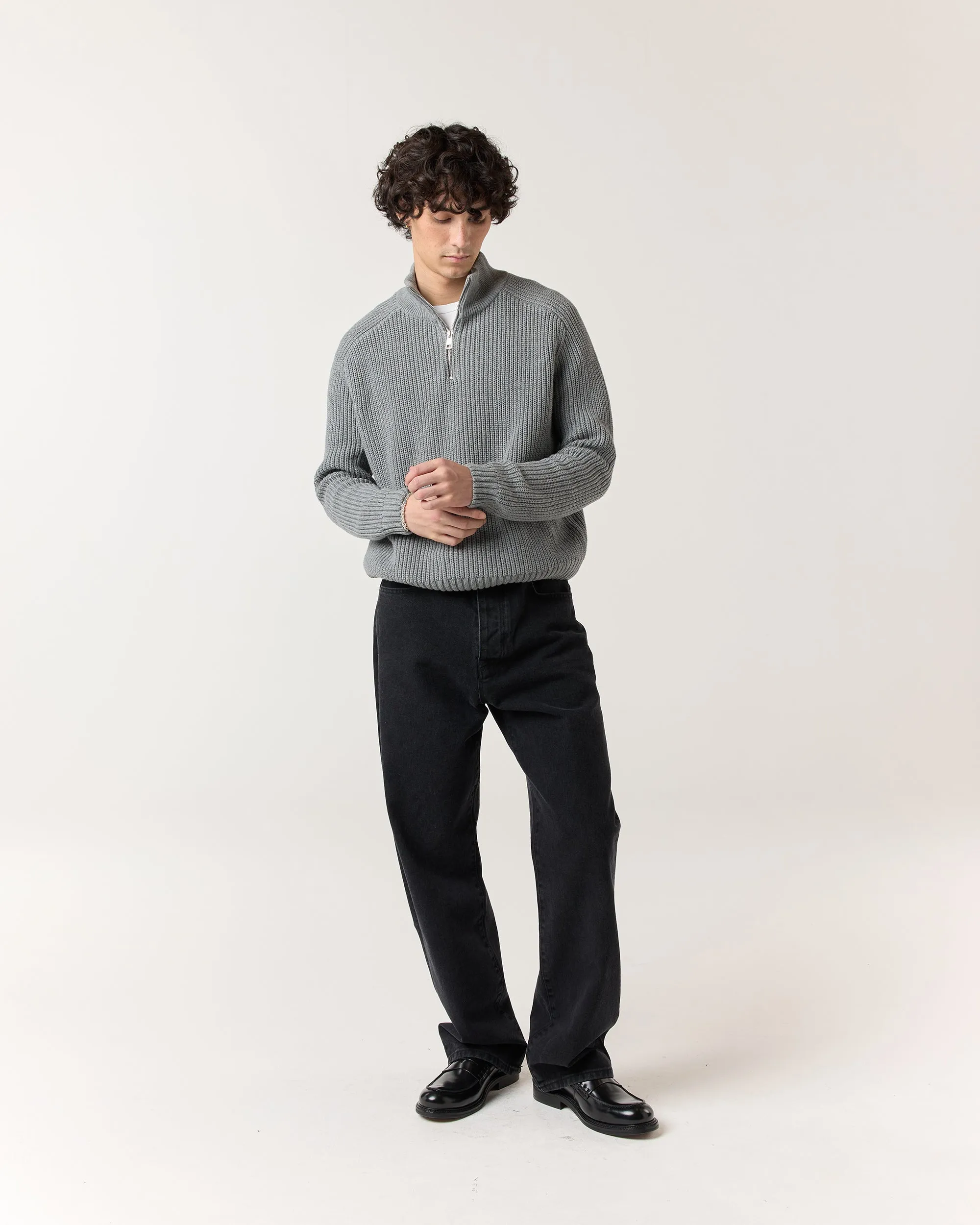 1/4 Zip Fisherman Sweater - Grey sold by Ronning product image thumbnail 3