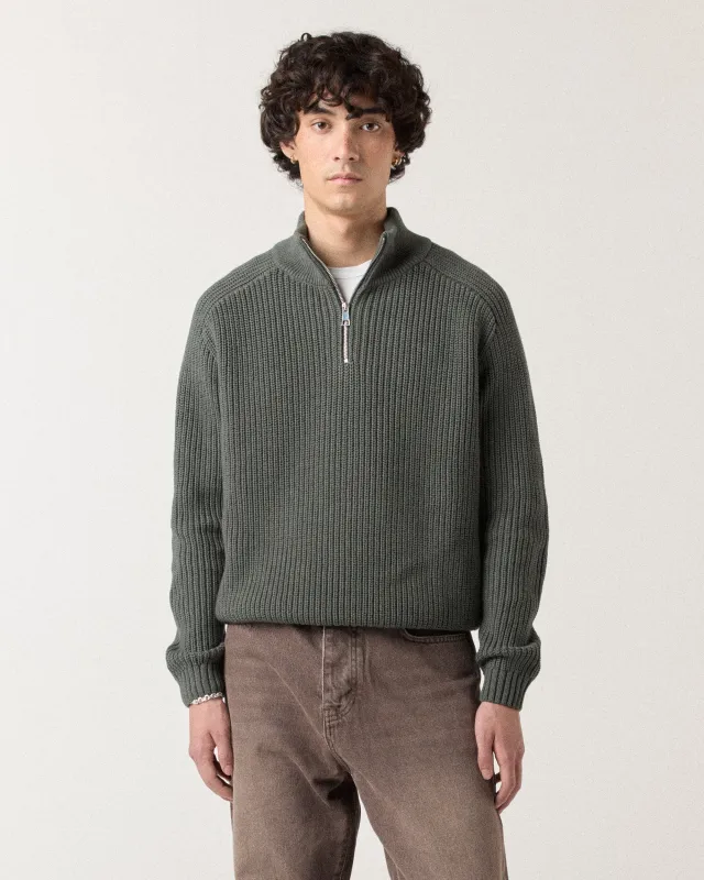 1/4 Zip Fisherman Sweater - Sage Green made by Ronning