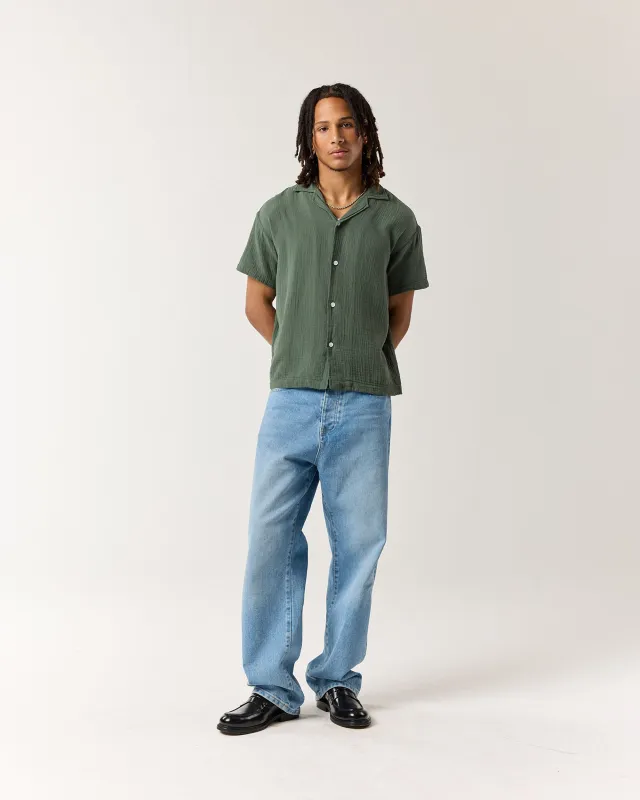 Short Sleeve Crinkle Shirt - Sage Green sold by Ronning
