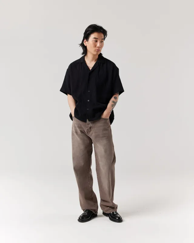 Short Sleeve Crinkle Shirt - Black sold by Ronning