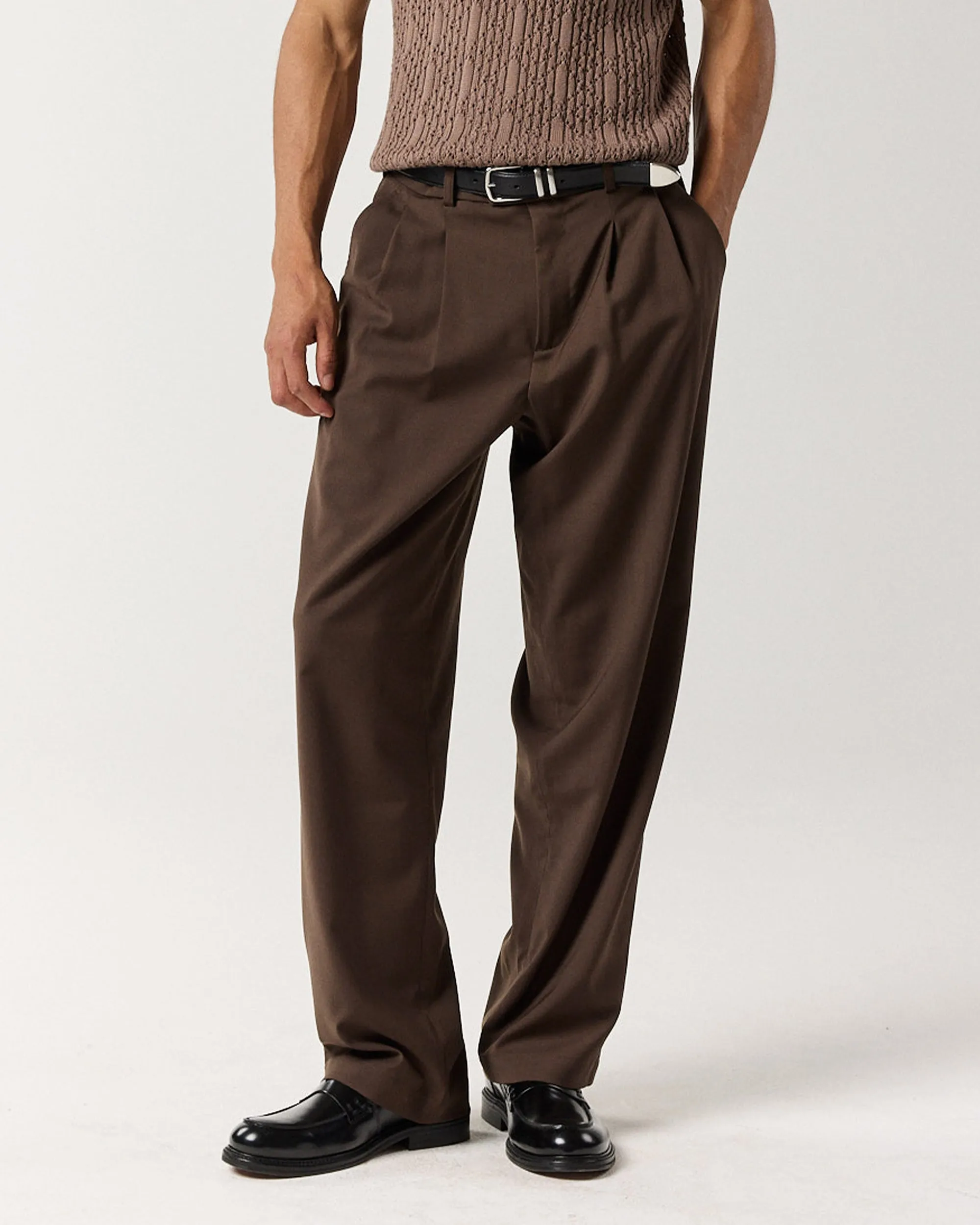 Pleated Pant - Mocha Brown sold by Ronning