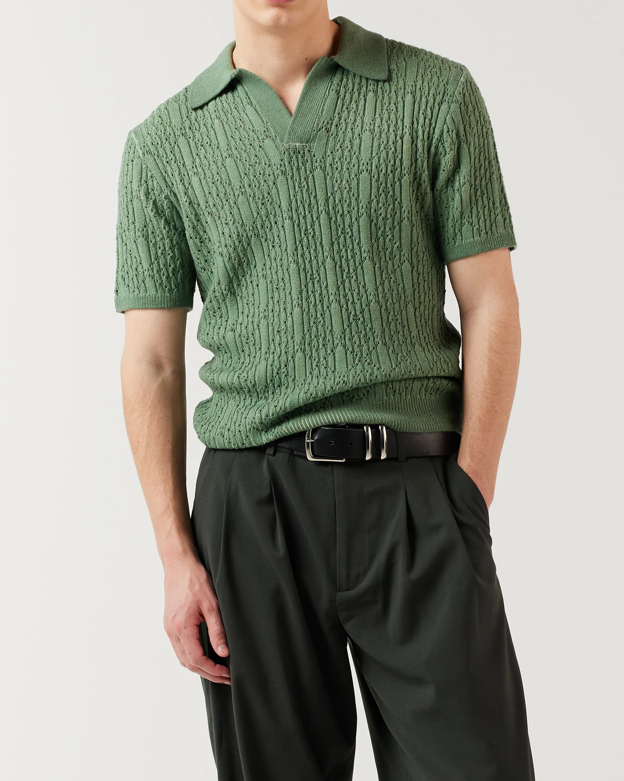 Diamond Knit Polo - Olive sold by Ronning product image thumbnail 3