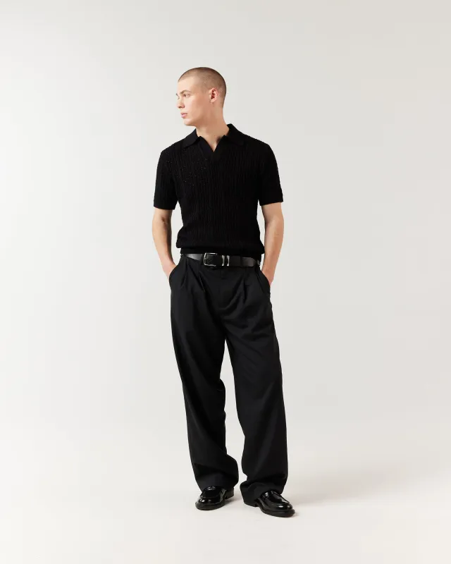 Diamond Knit Polo - Black sold by Ronning
