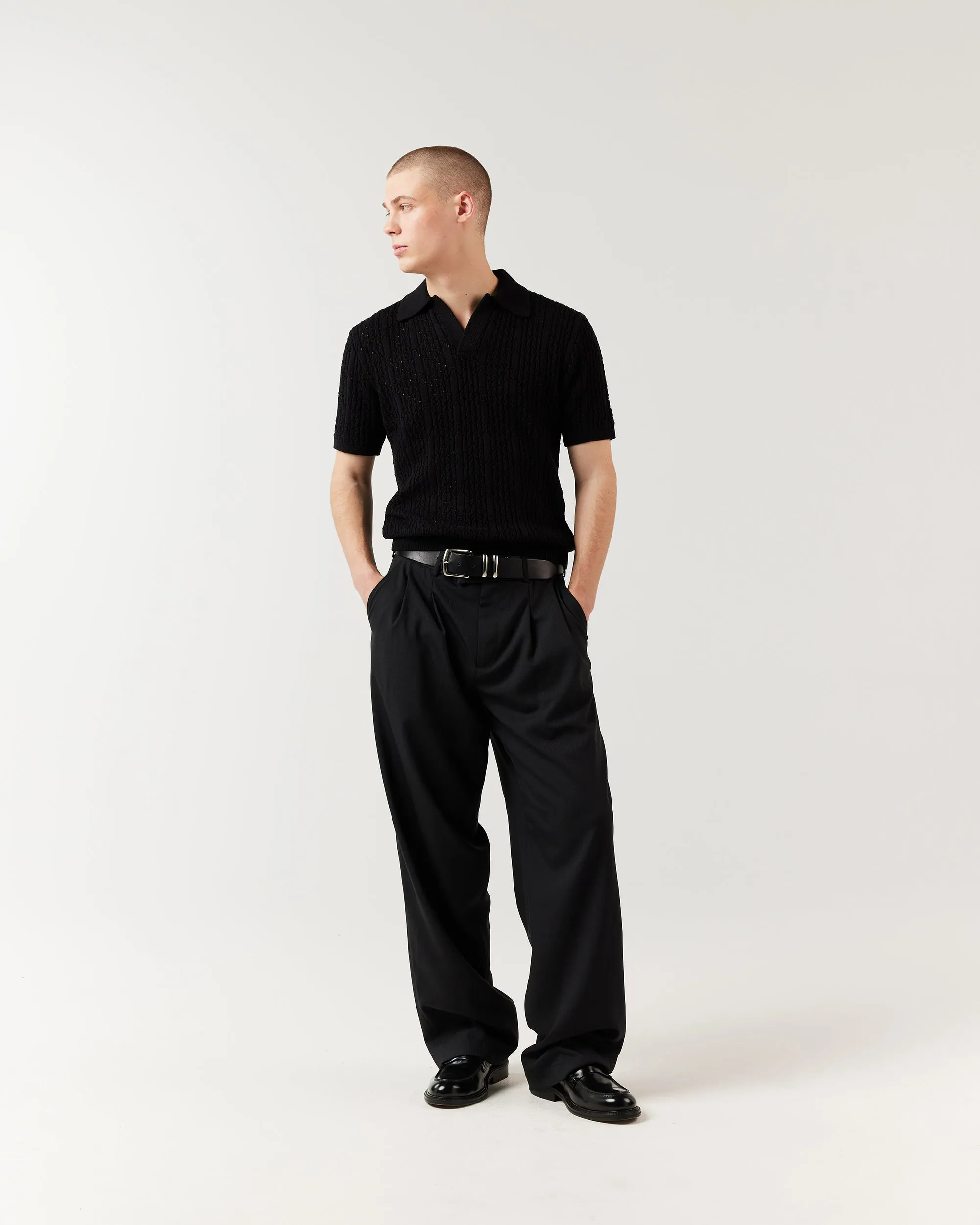 Diamond Knit Polo - Black sold by Ronning