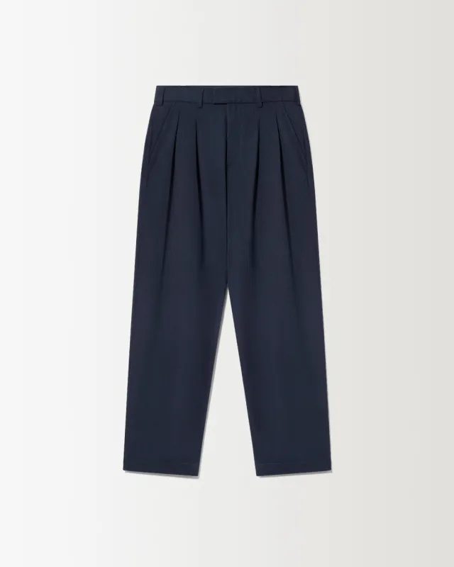 Pleated City Pant - Navy Pinstripe made by Ronning