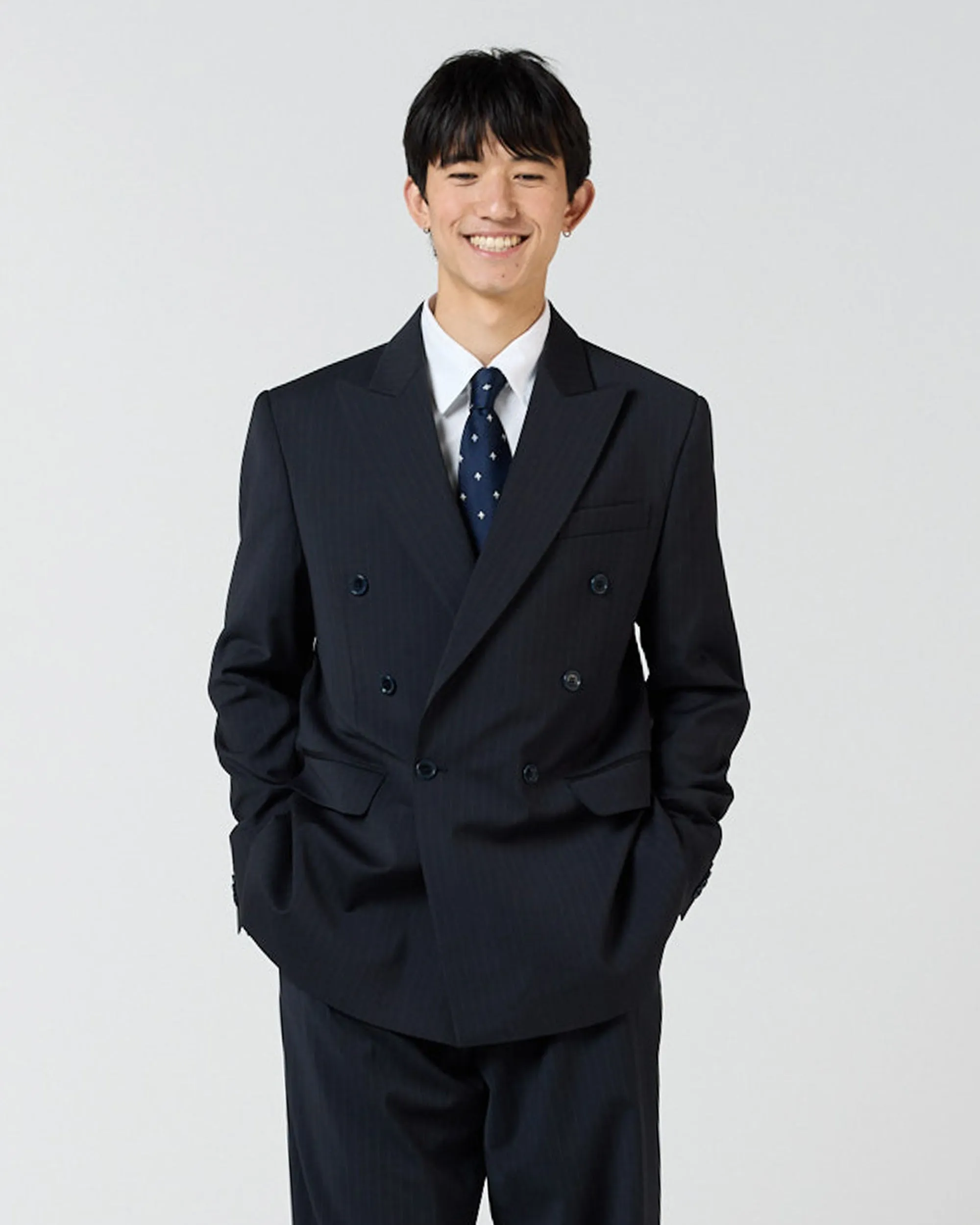 Double Breasted Suit Jacket - Navy Pinstripe sold by Ronning product image thumbnail 2