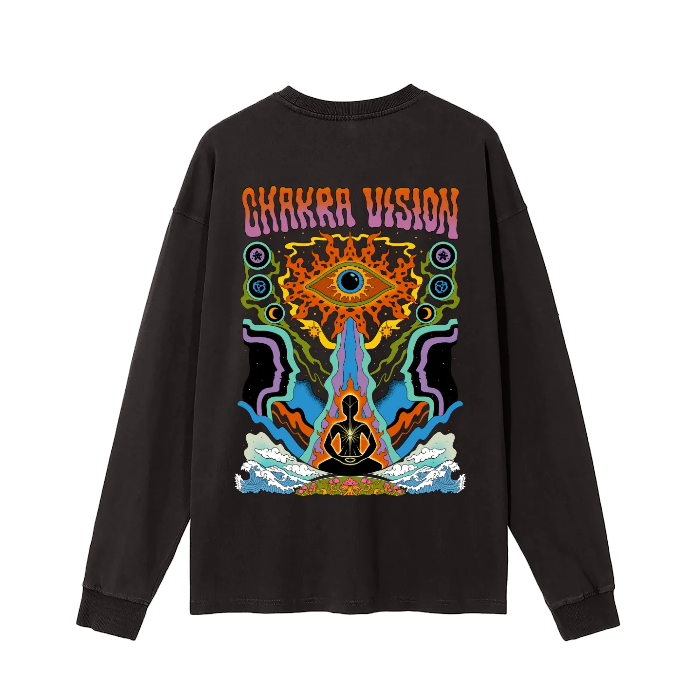 Chakra Vision - Vintage Washed Long Sleeve T-Shirt sold by Phantasmagorical product image thumbnail 5