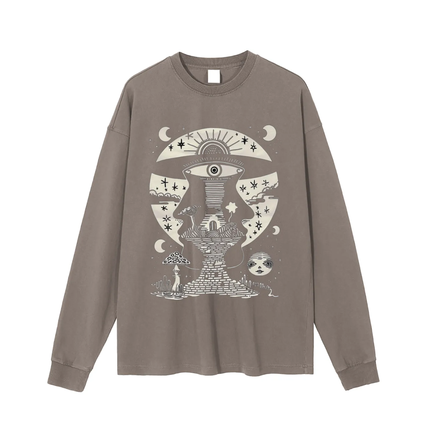 Lunar Enigma - Vintage Washed Long Sleeve T-Shirt sold by Phantasmagorical product image thumbnail 5