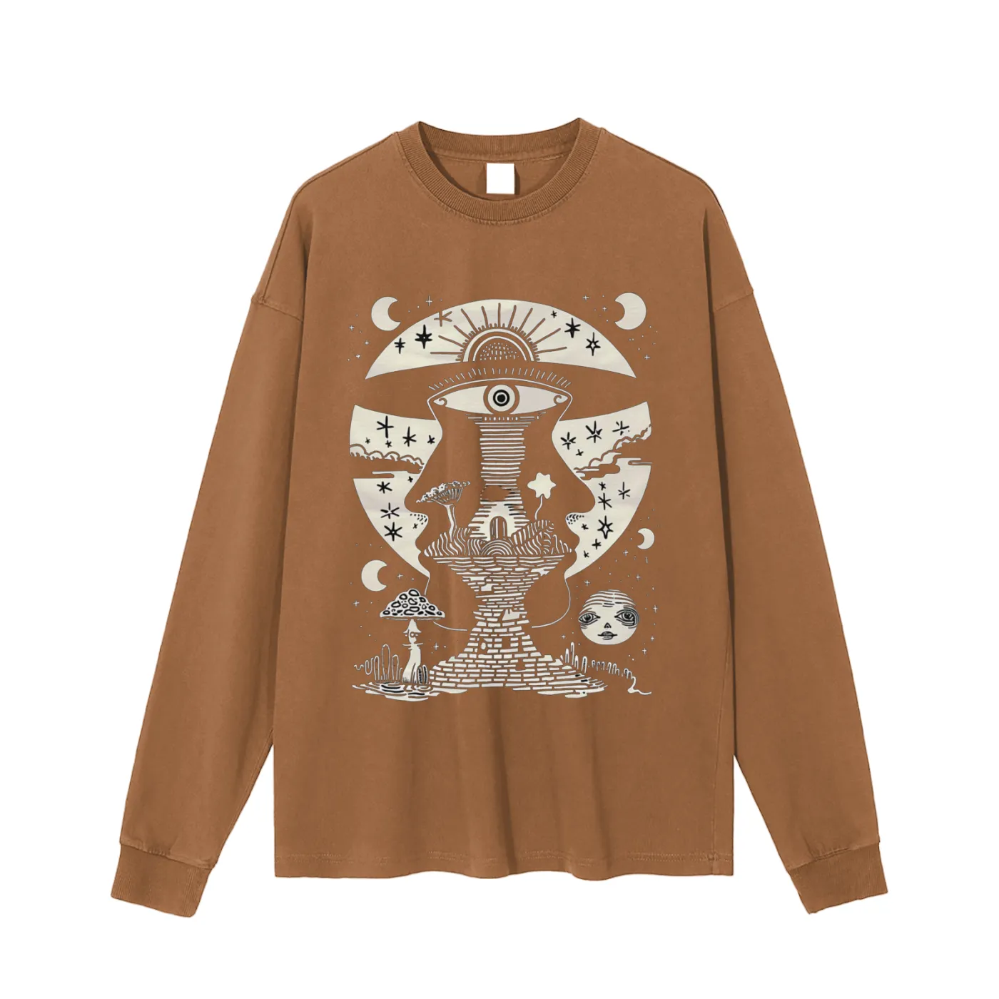 Lunar Enigma - Vintage Washed Long Sleeve T-Shirt sold by Phantasmagorical product image thumbnail 4