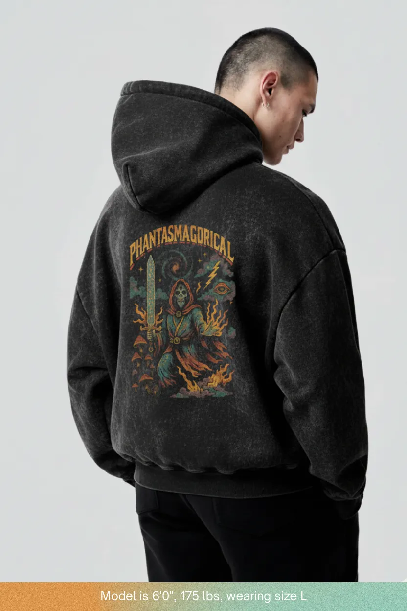 Arcane Inferno - Snow Washed Loose Cotton Hoodie sold by Phantasmagorical product image thumbnail 2