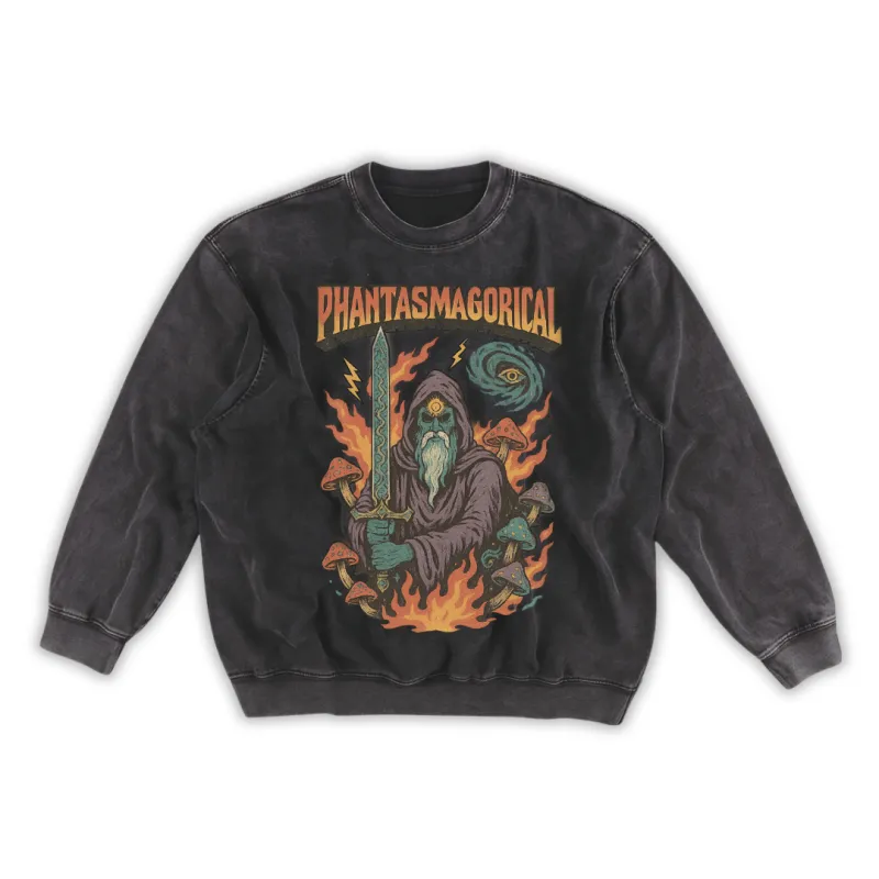Dreamfire Sage - Snow Washed Frayed Edge Sweatshirt sold by Phantasmagorical
