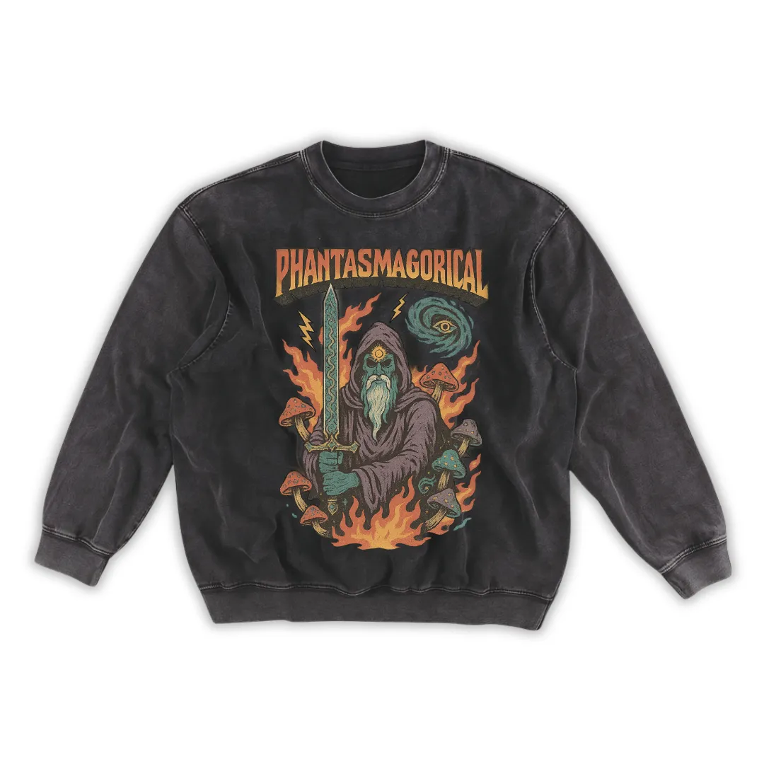Dreamfire Sage - Snow Washed Frayed Edge Sweatshirt sold by Phantasmagorical