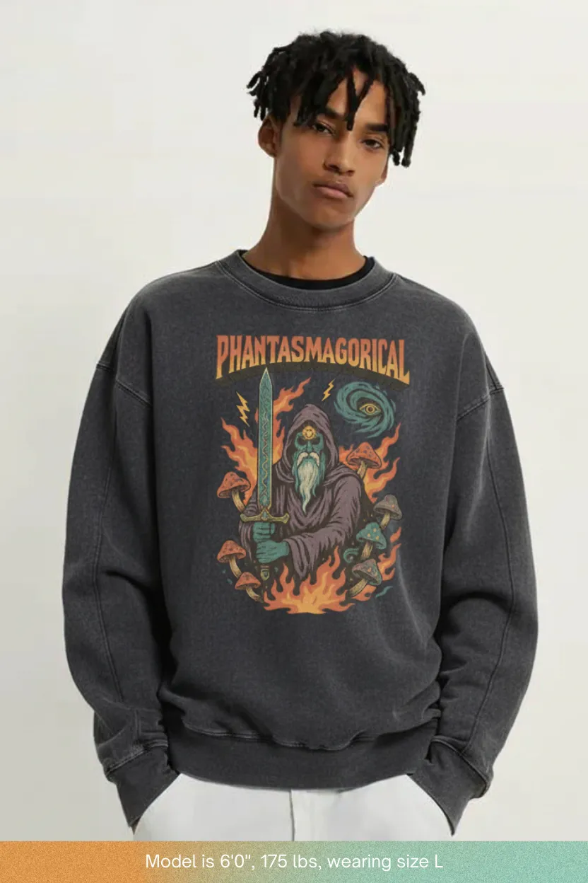 Dreamfire Sage - Snow Washed Frayed Edge Sweatshirt sold by Phantasmagorical product image thumbnail 2