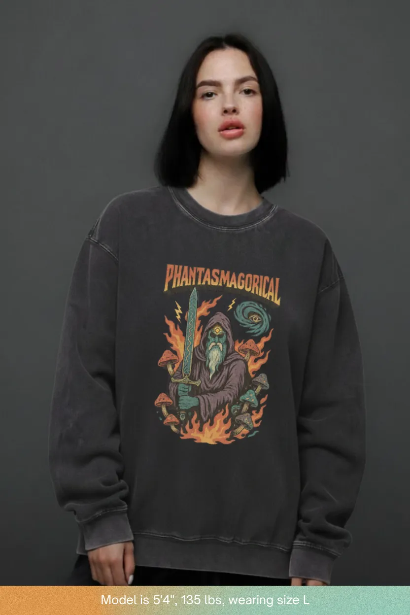 Dreamfire Sage - Snow Washed Frayed Edge Sweatshirt sold by Phantasmagorical product image thumbnail 3