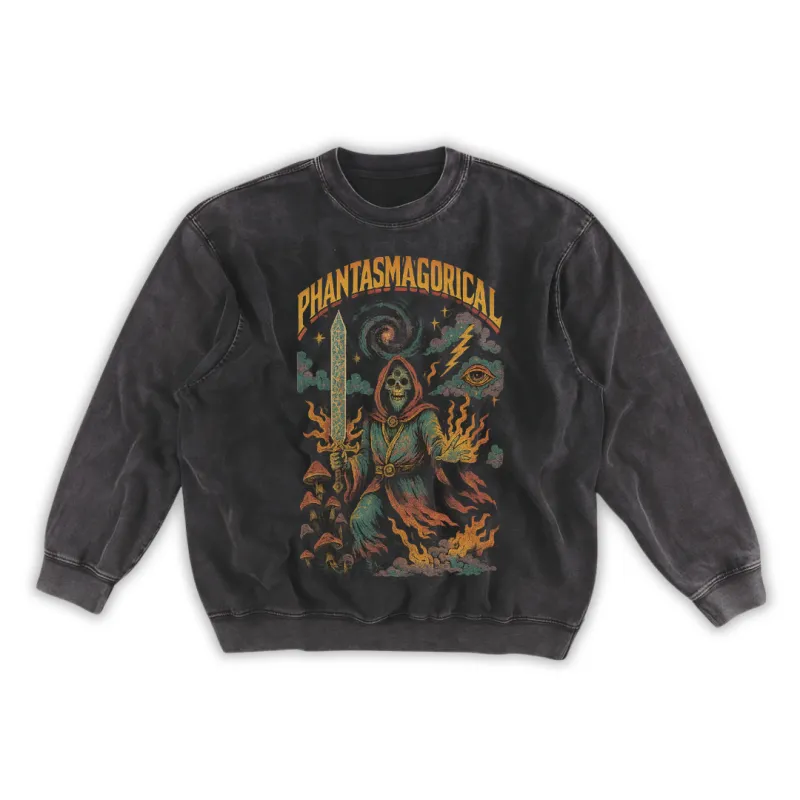 Arcane Inferno - Snow Washed Frayed Edge Sweatshirt sold by Phantasmagorical