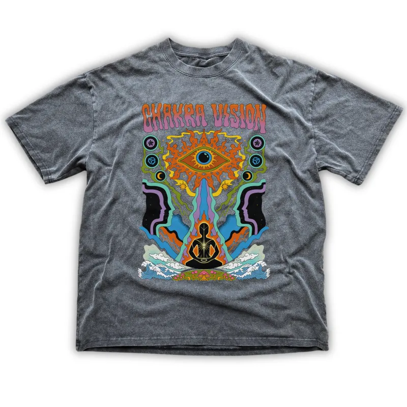 Chakra Vision - Fluffy Vintage Washed Relaxed fit T-Shirt (NEW) sold by Phantasmagorical