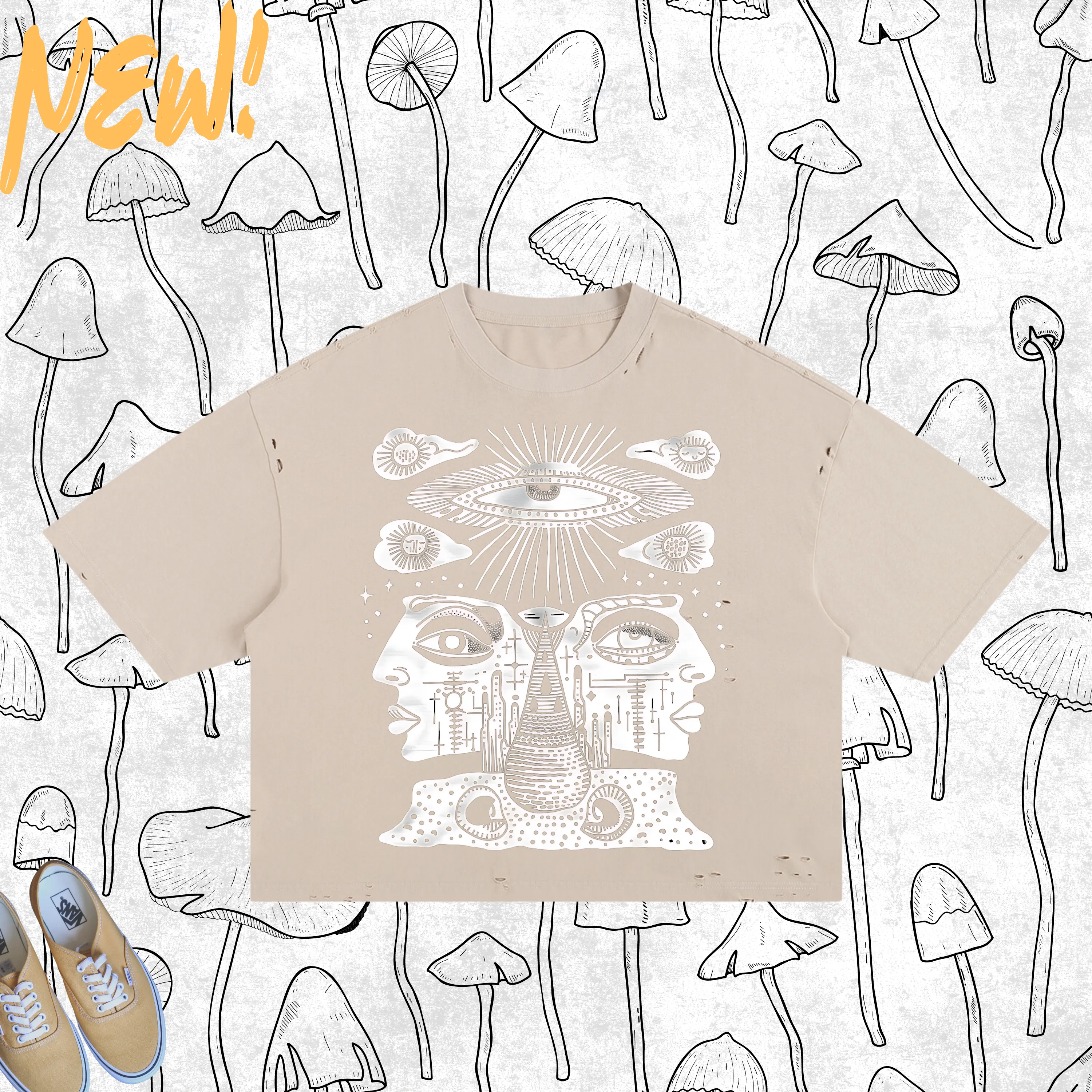 Celestial Vision - Frayed Boxy Tee sold by Phantasmagorical