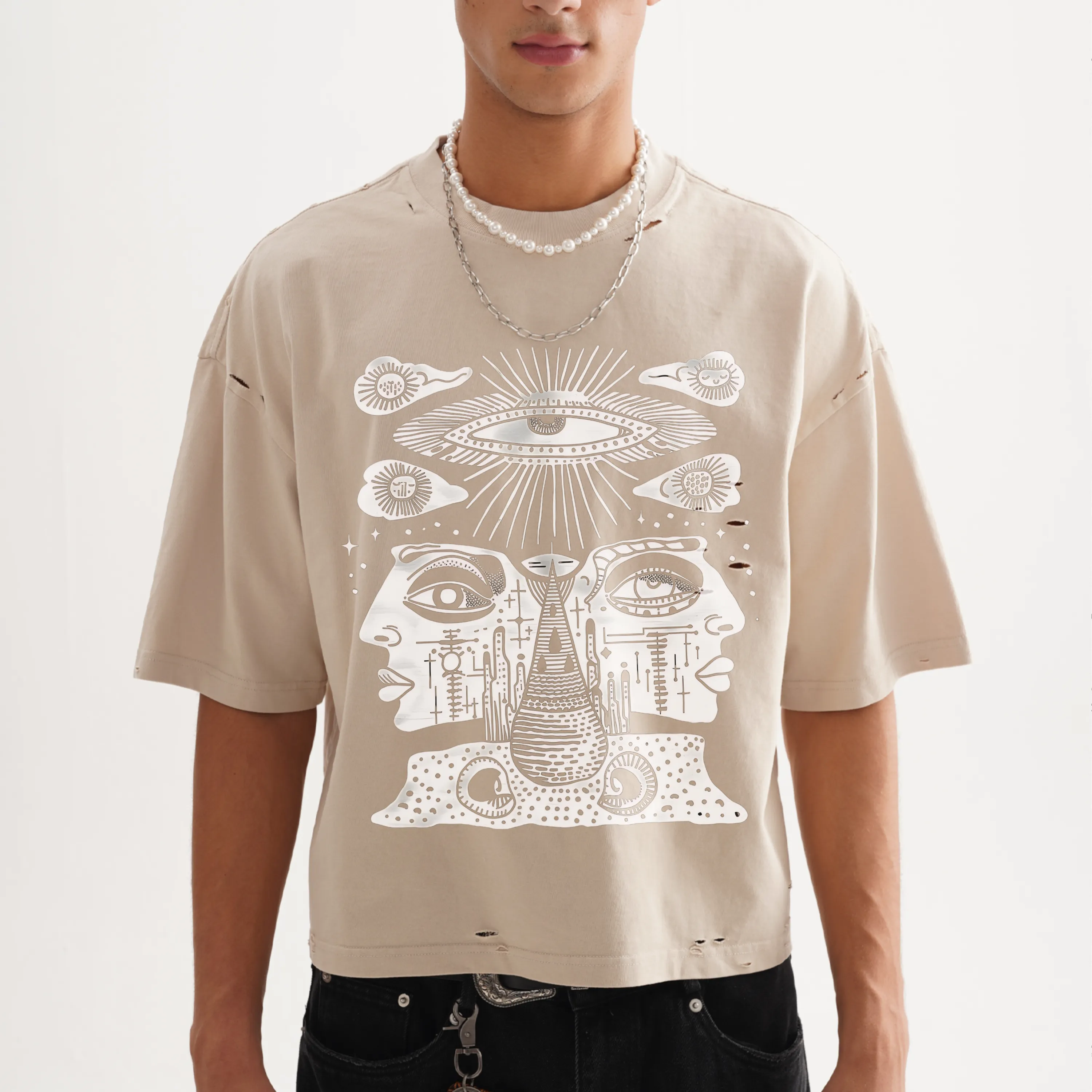 Celestial Vision - Frayed Boxy Tee sold by Phantasmagorical product image thumbnail 3