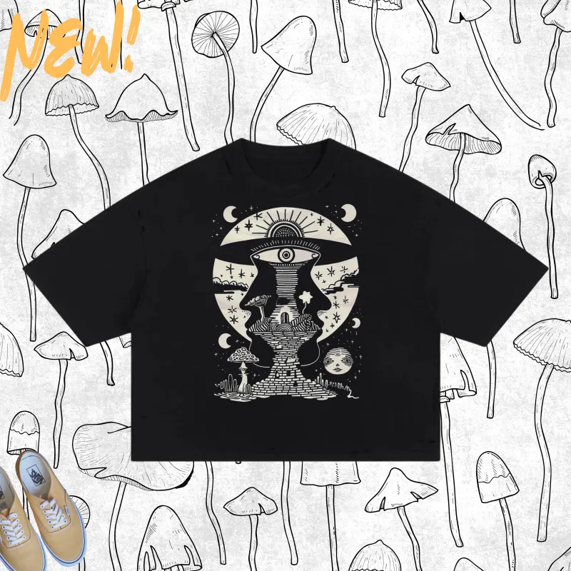 Lunar Enigma - Frayed Boxy Tee sold by Phantasmagorical