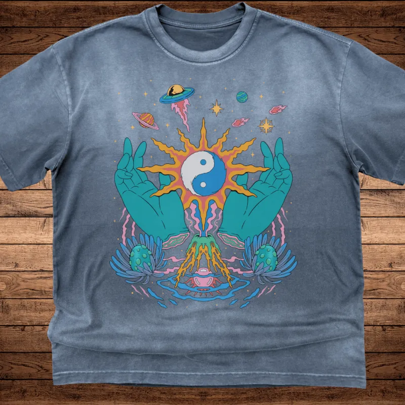 Yin / Yang - Ultra-Heavyweight Vintage Washed Oversized T-Shirt - 300 GSM sold by Phantasmagorical