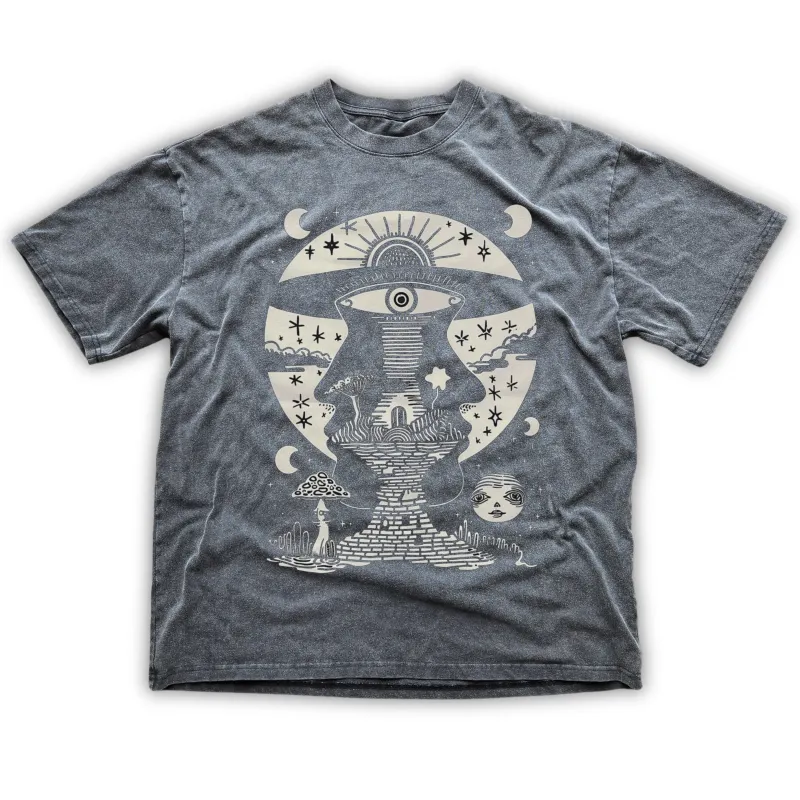 Lunar Enigma - Fluffy Vintage Heavyweight T-Shirt made by Phantasmagorical