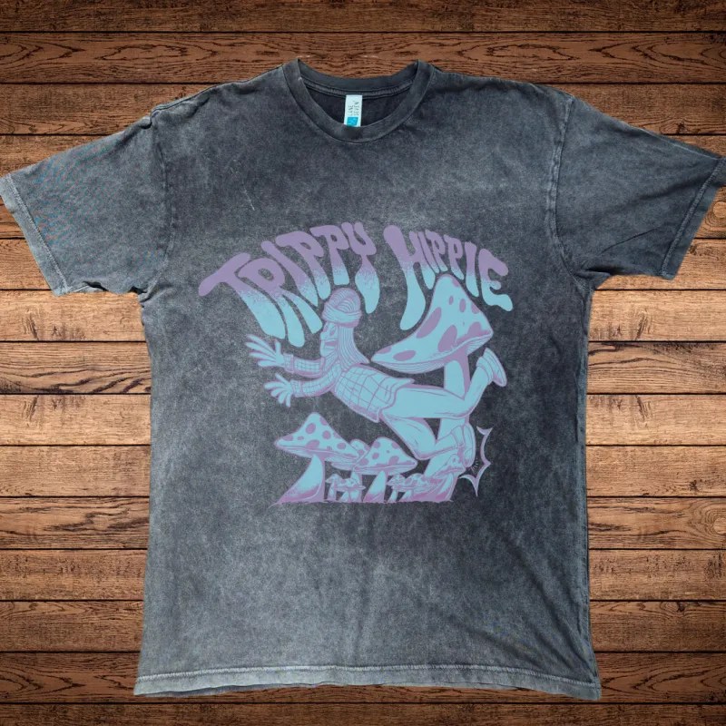 Trippy Hippie - Premium Mineral Wash Vintage Unisex Tee made by Phantasmagorical