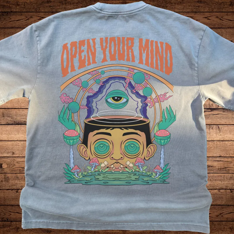 Open Your Mind 2.0 - Ultra-Heavyweight Vintage Washed Oversized T-Shirt - 300 GSM sold by Phantasmagorical