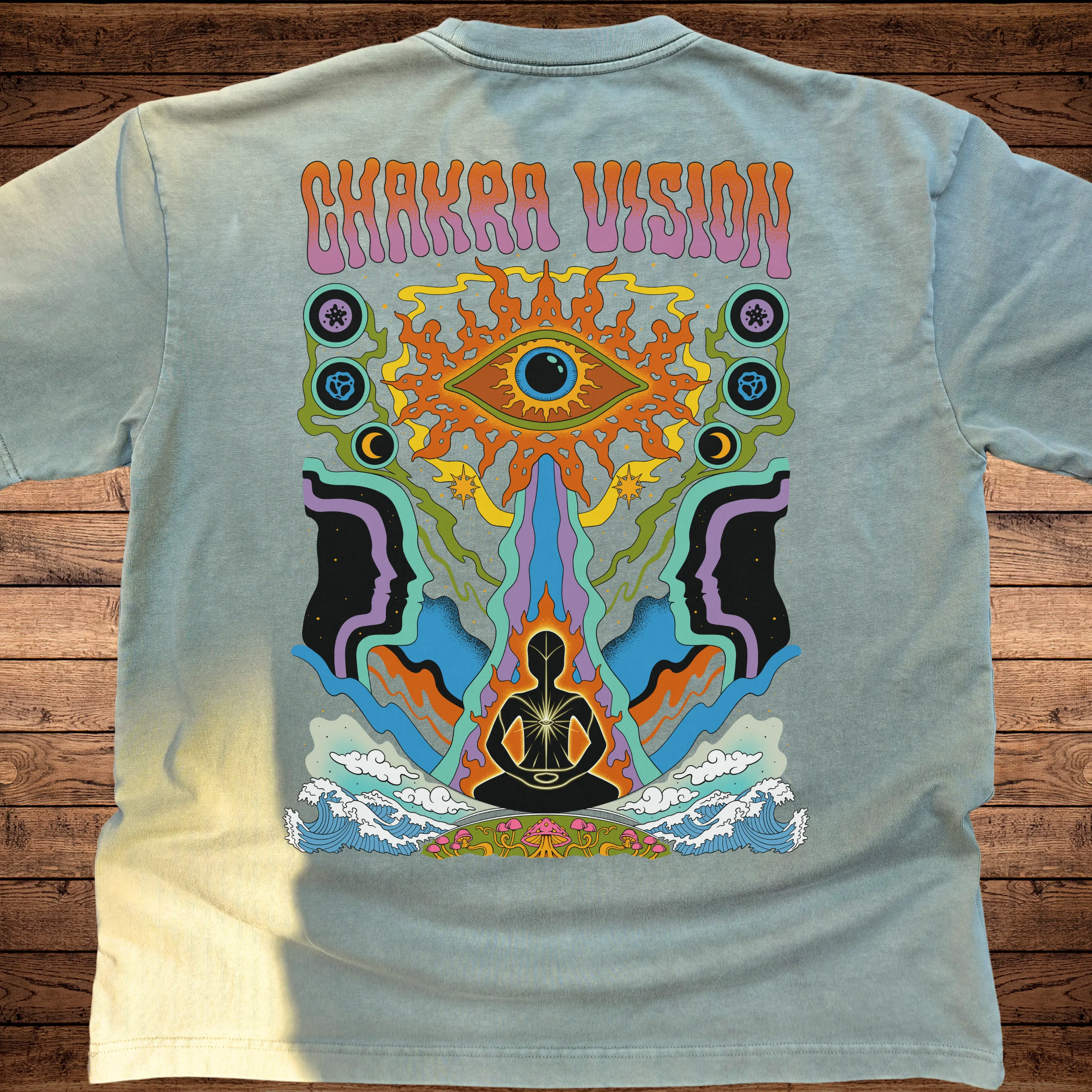 Chakra Vision - Ultra-Heavyweight Vintage Washed Oversized T-Shirt - 300 GSM (Back design) sold by Phantasmagorical product image thumbnail 5